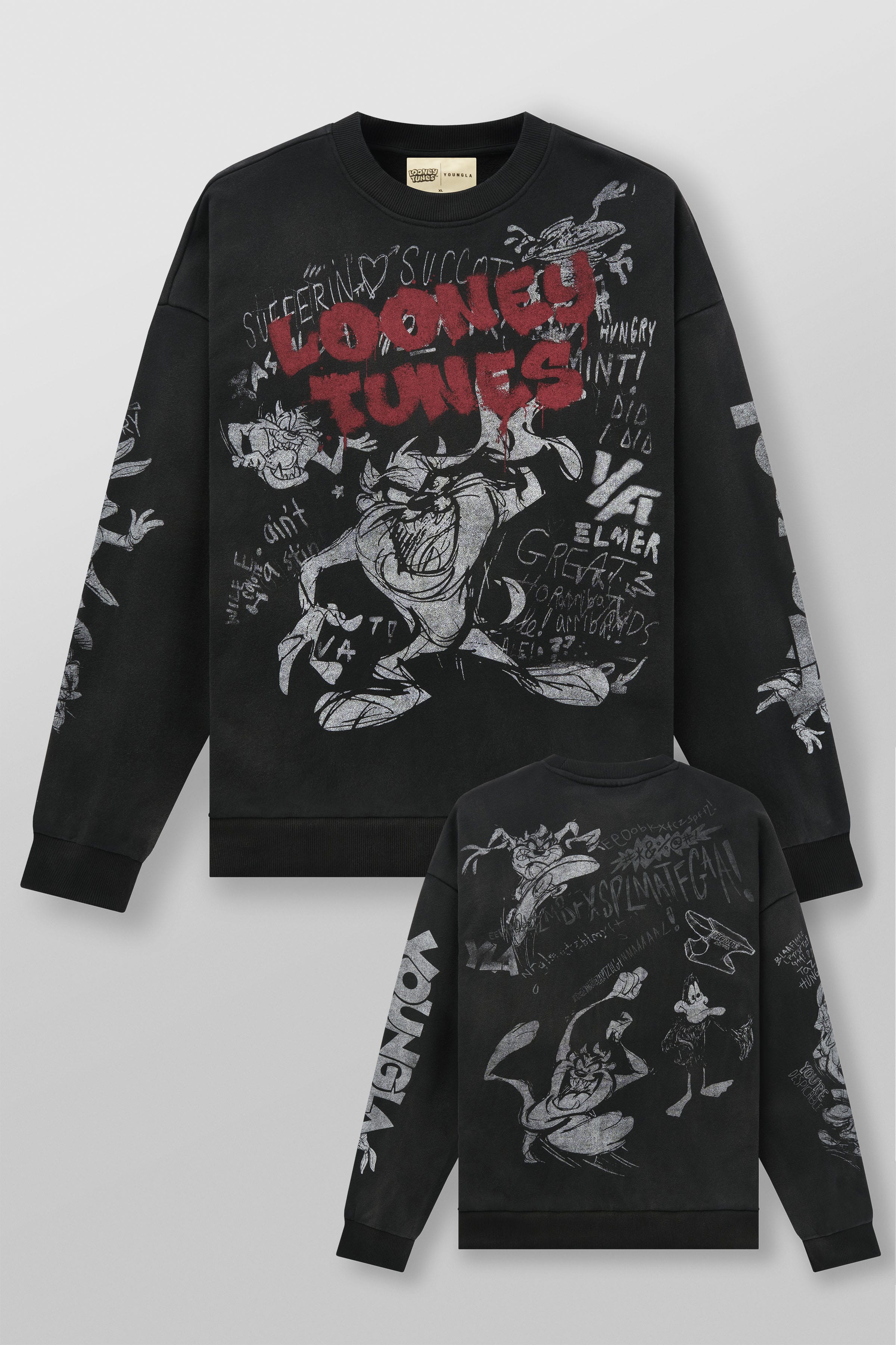 Young La 5256 - Looney Tunes Graffiti Crewnecks 'Black Sketch'