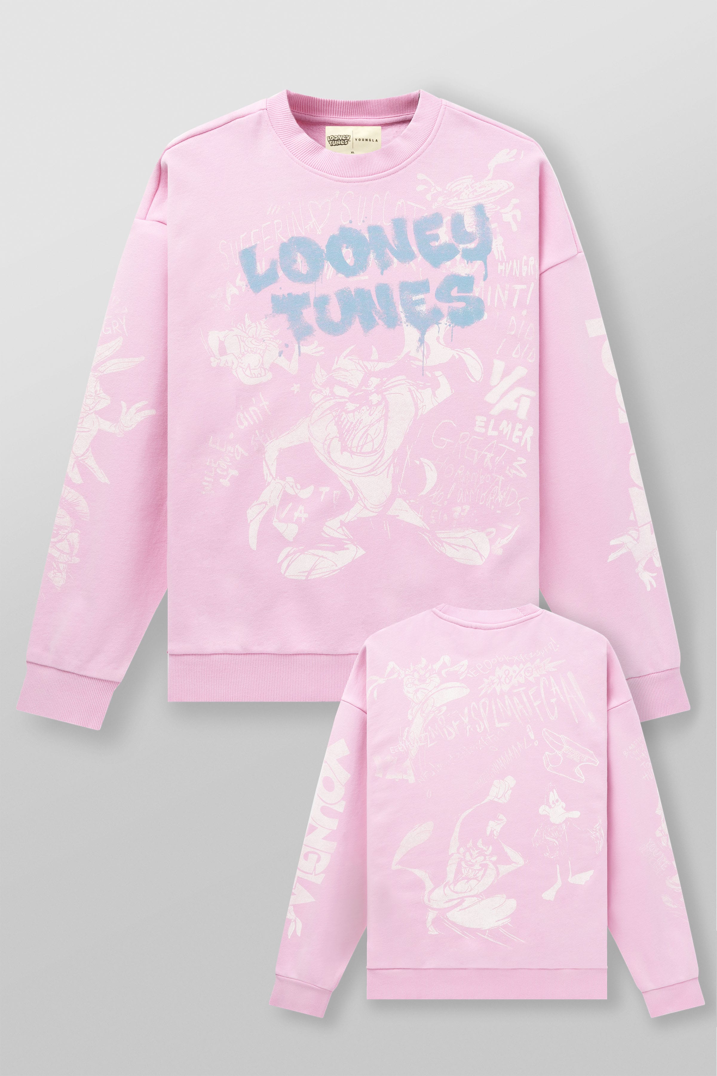 Young La 5256 - Looney Tunes Graffiti Crewnecks 'Pink Sketch'