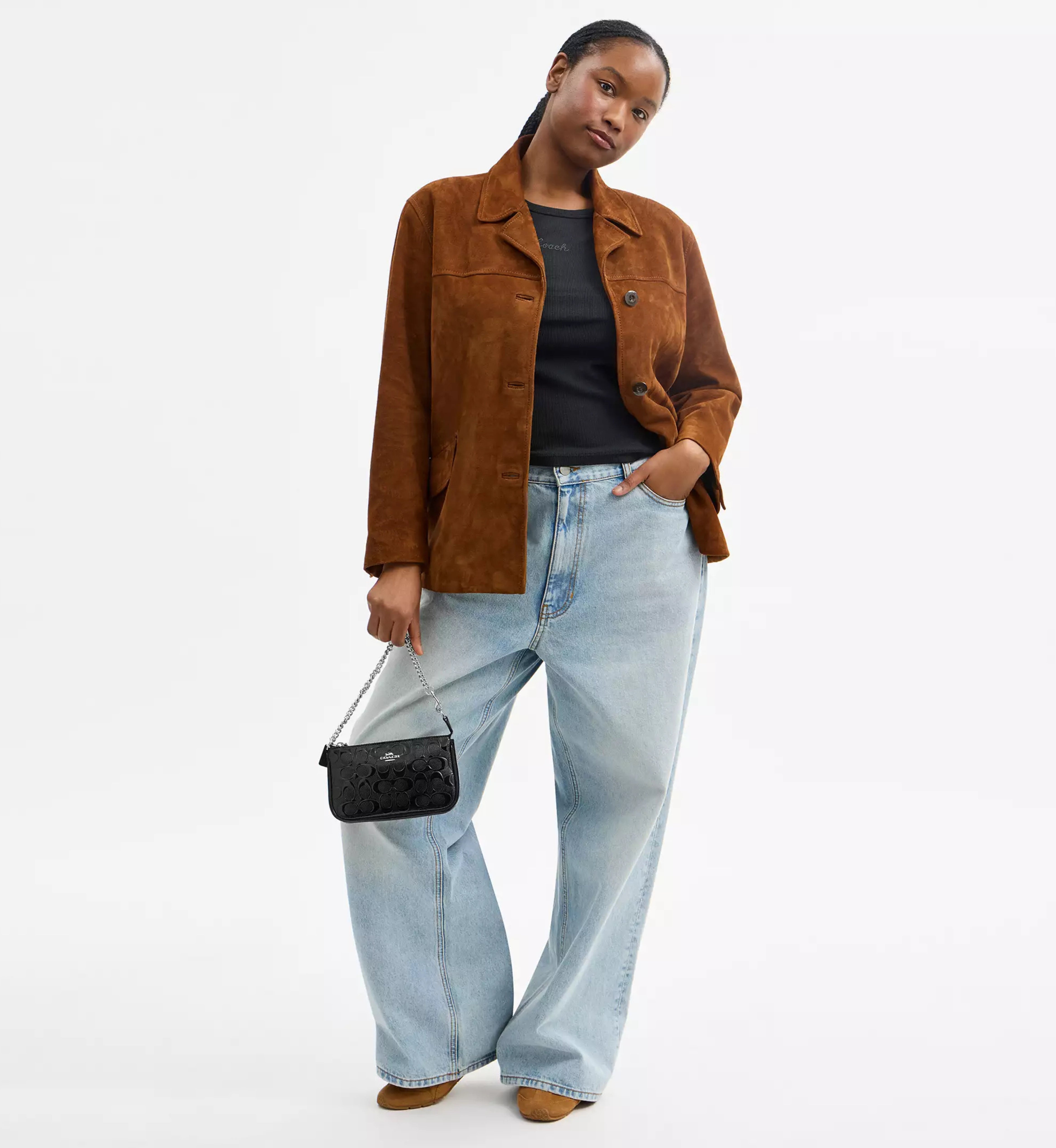 Coach Nolita 19 In Signature Leather With Heart Charm  'Patent Leather Silver Black'