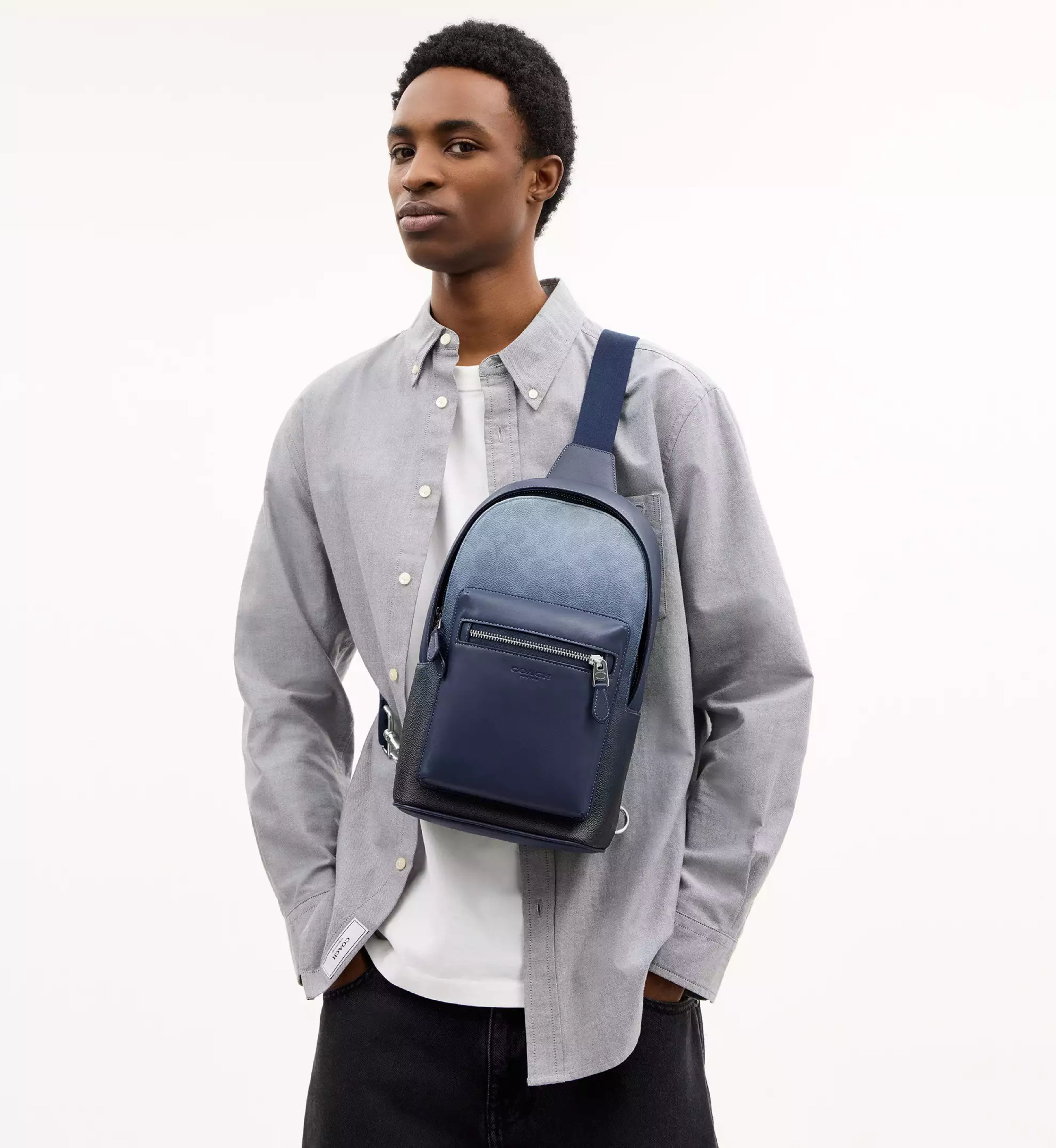 Coach West Pack In Ombre Signature Denim  'Denim Silver Blue'