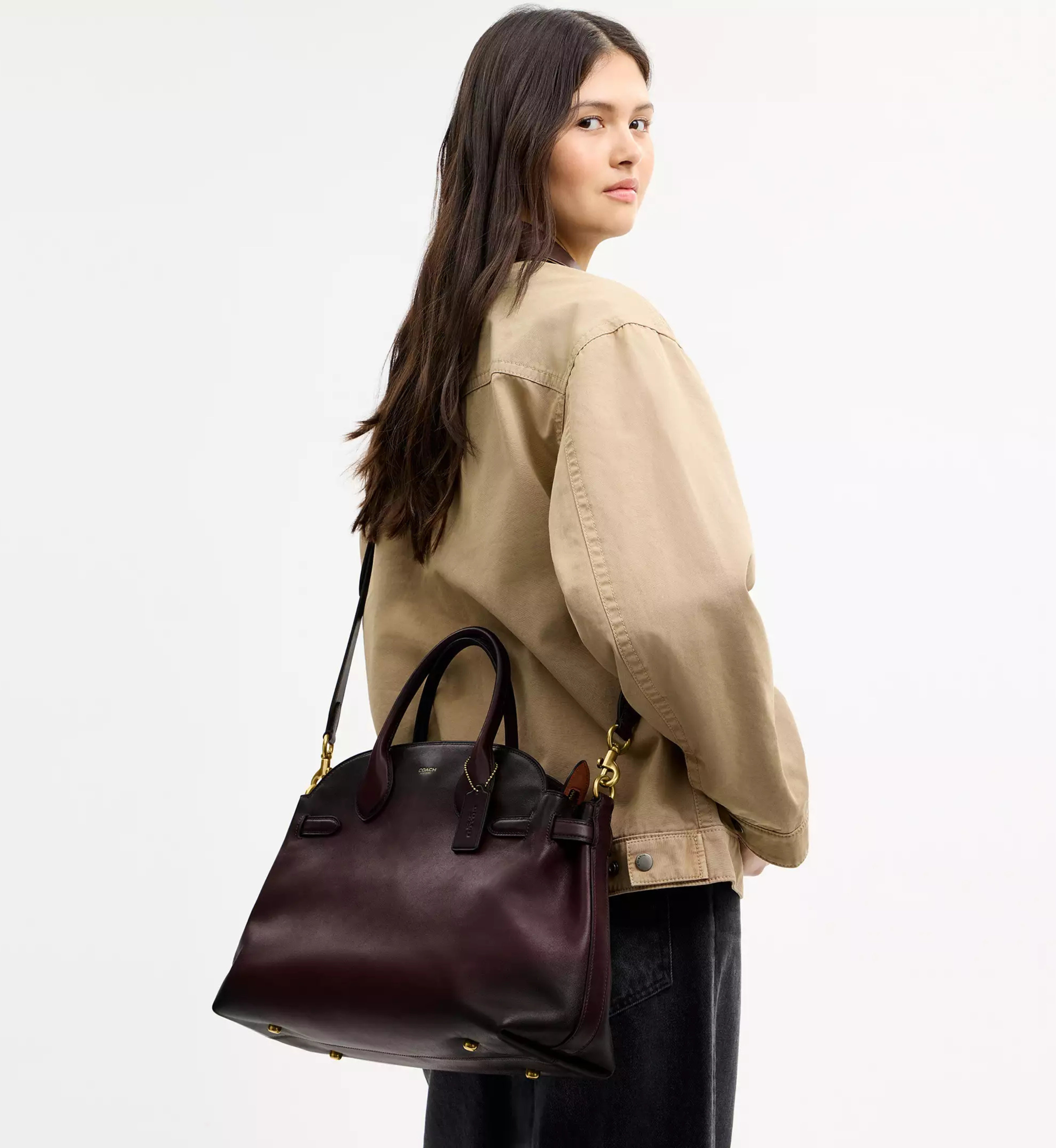 Coach Soft Empire Carryall Bag 40 'Smooth Leather Brass Merlot'