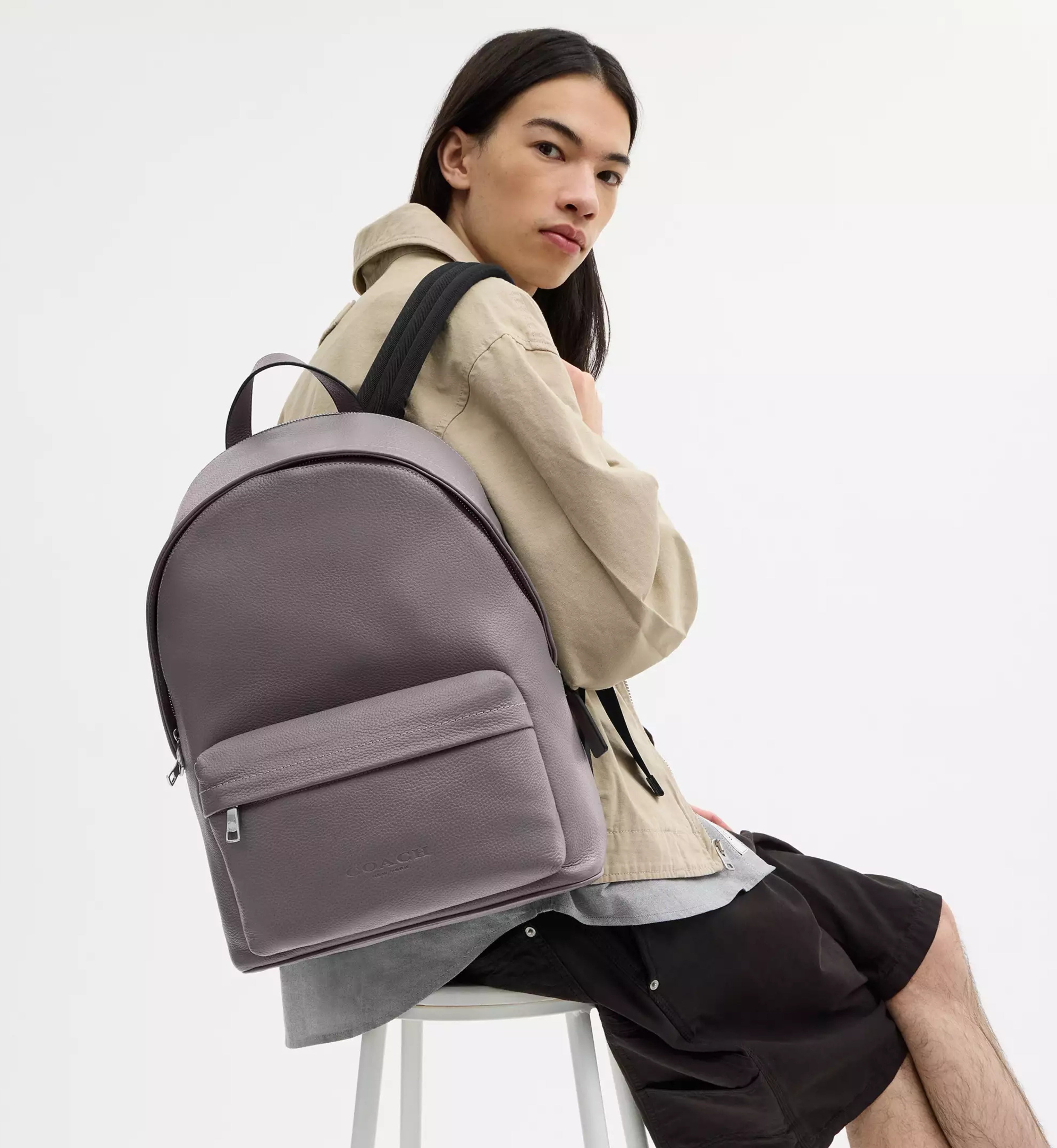 Coach Taylor Backpack 'Pebbled Leather Silver Graphite'