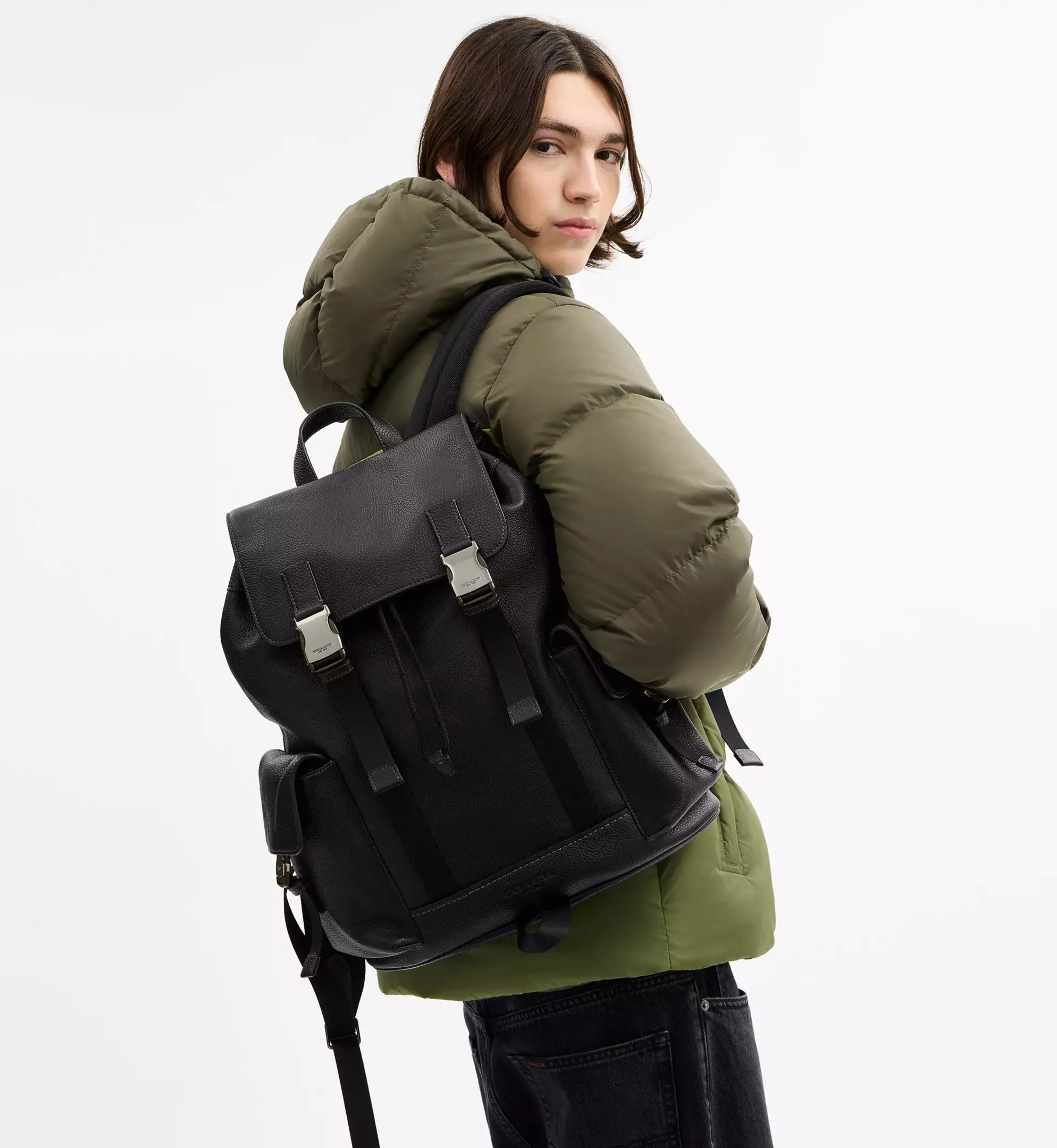 Coach Clark Backpack 'Pebbled Leather Gunmetal Black'