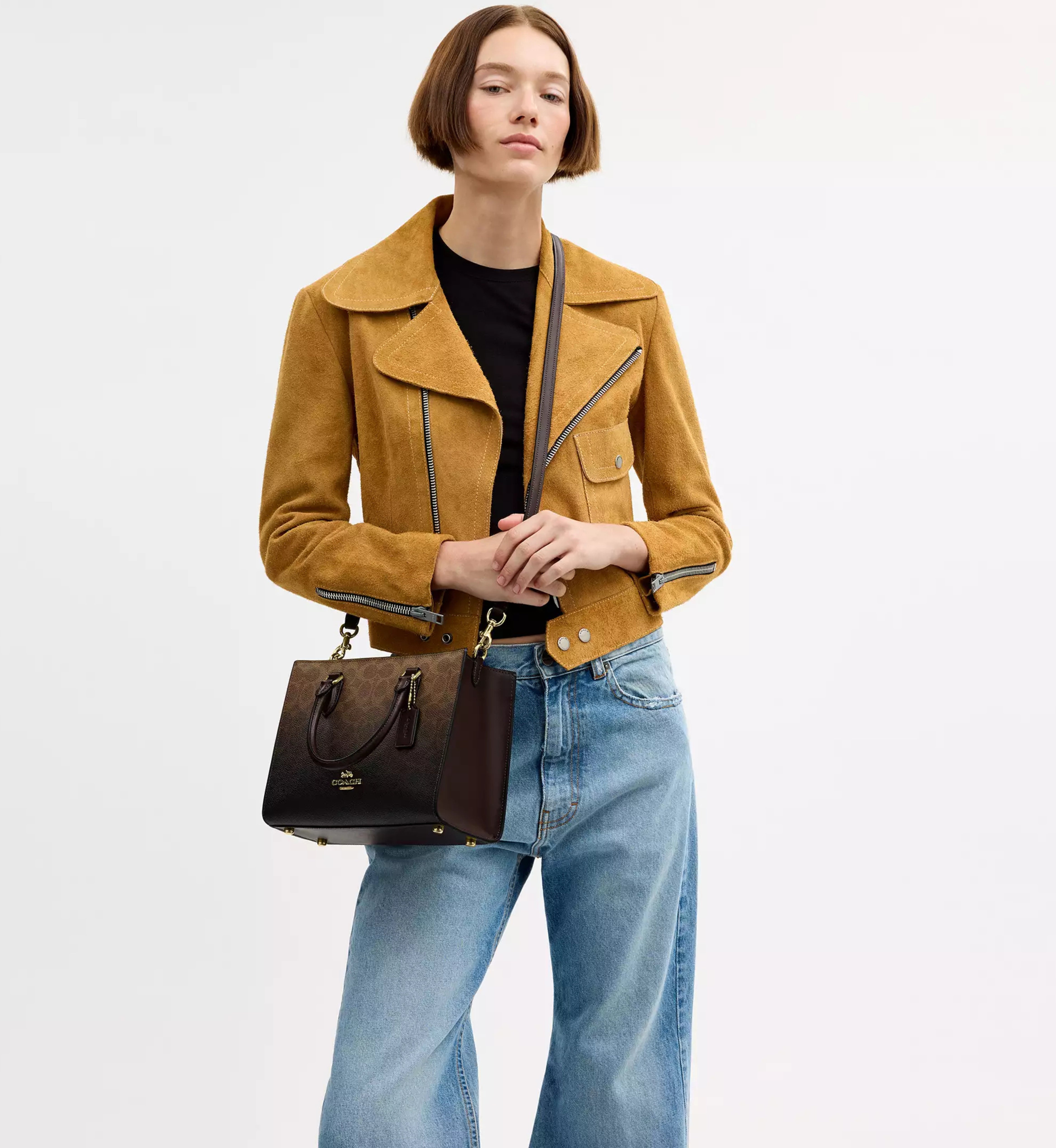 Coach Maggie Small Tote Bag In Ombre Signature Canvas 'Signature Canvas Gold Brown'