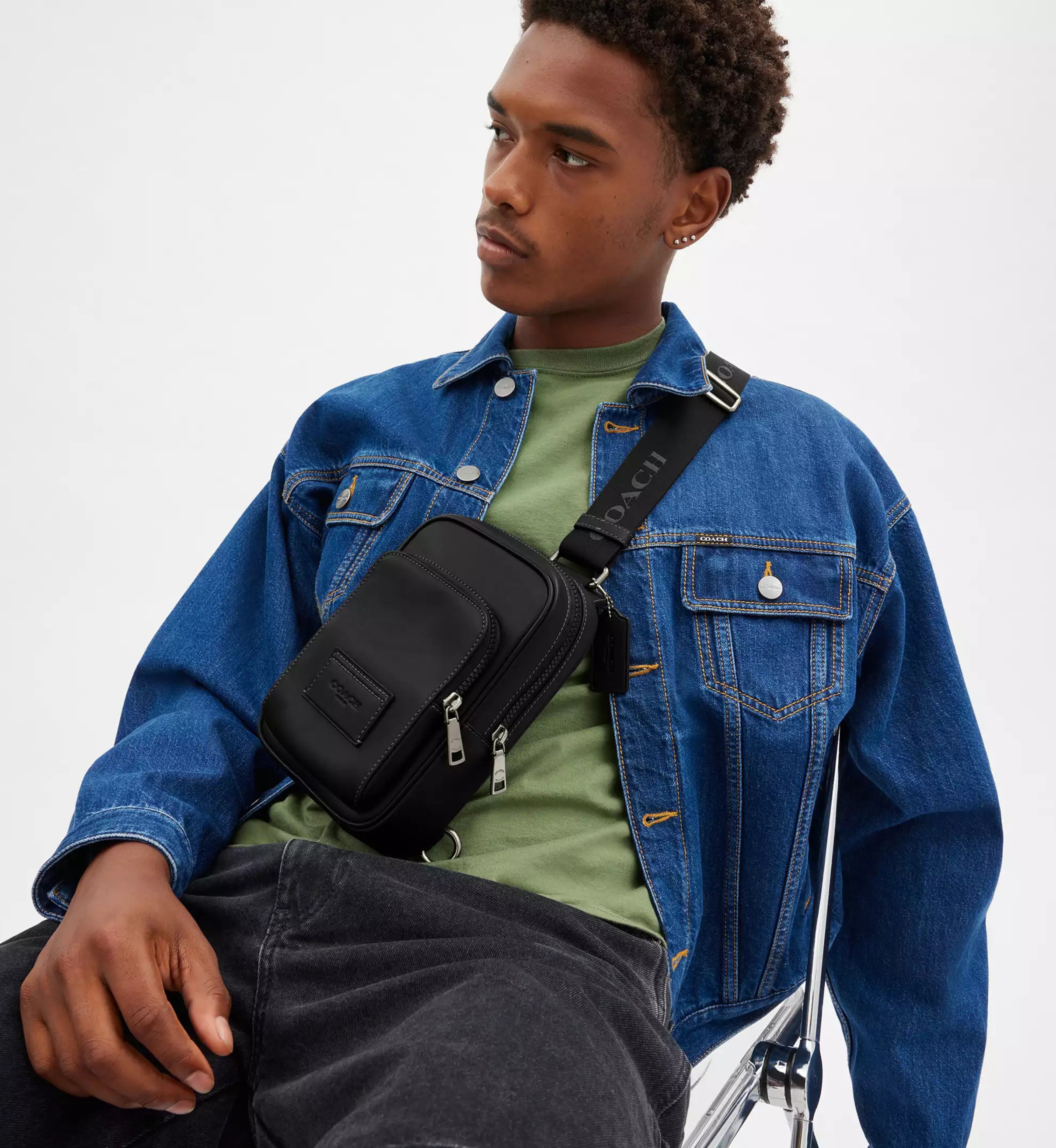 Coach Racer Sling Pack 'Smooth Leather Gunmetal Black'