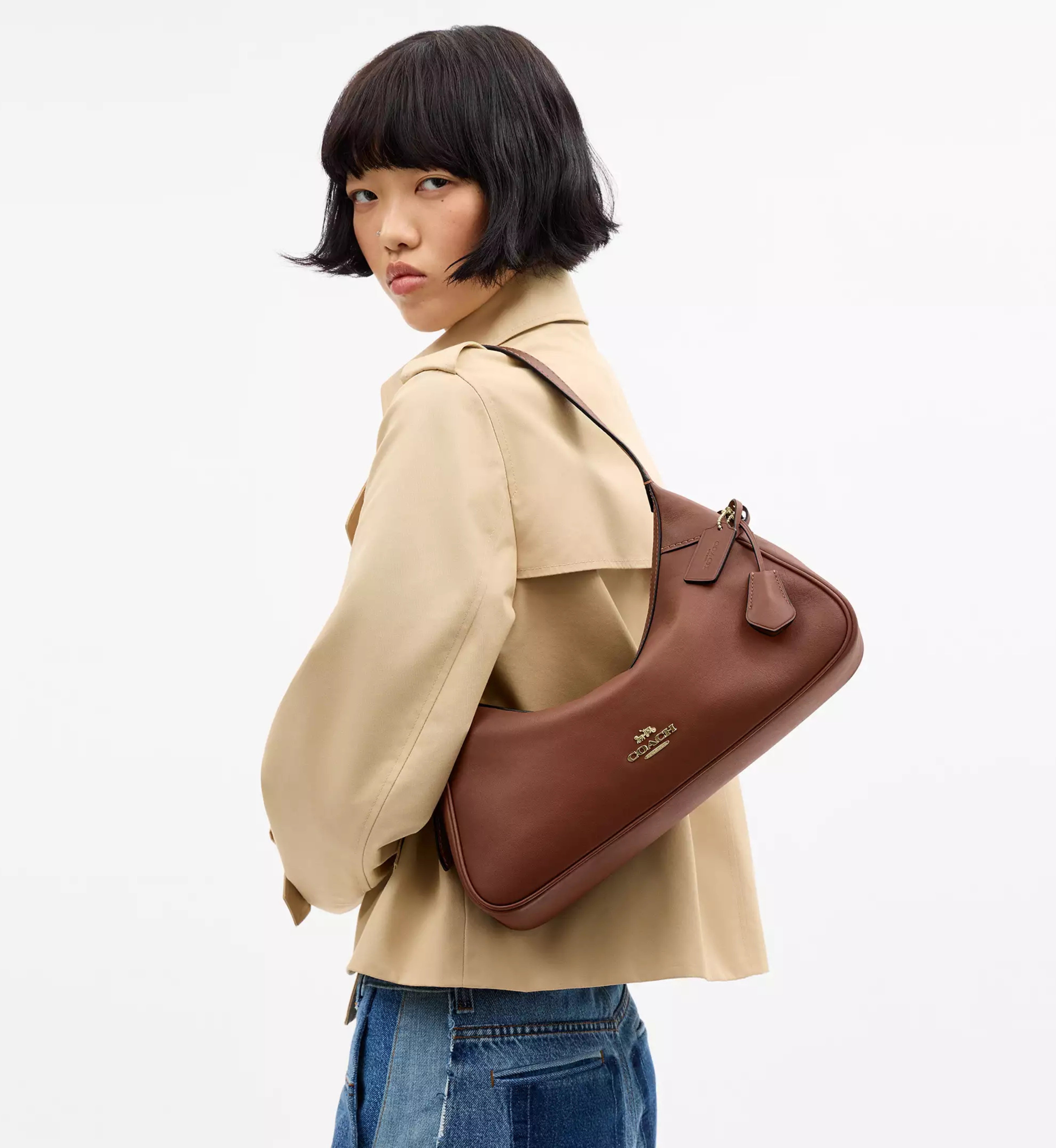 Coach Ella Small Shoulder Bag 'Smooth Leather Gold Redwood'