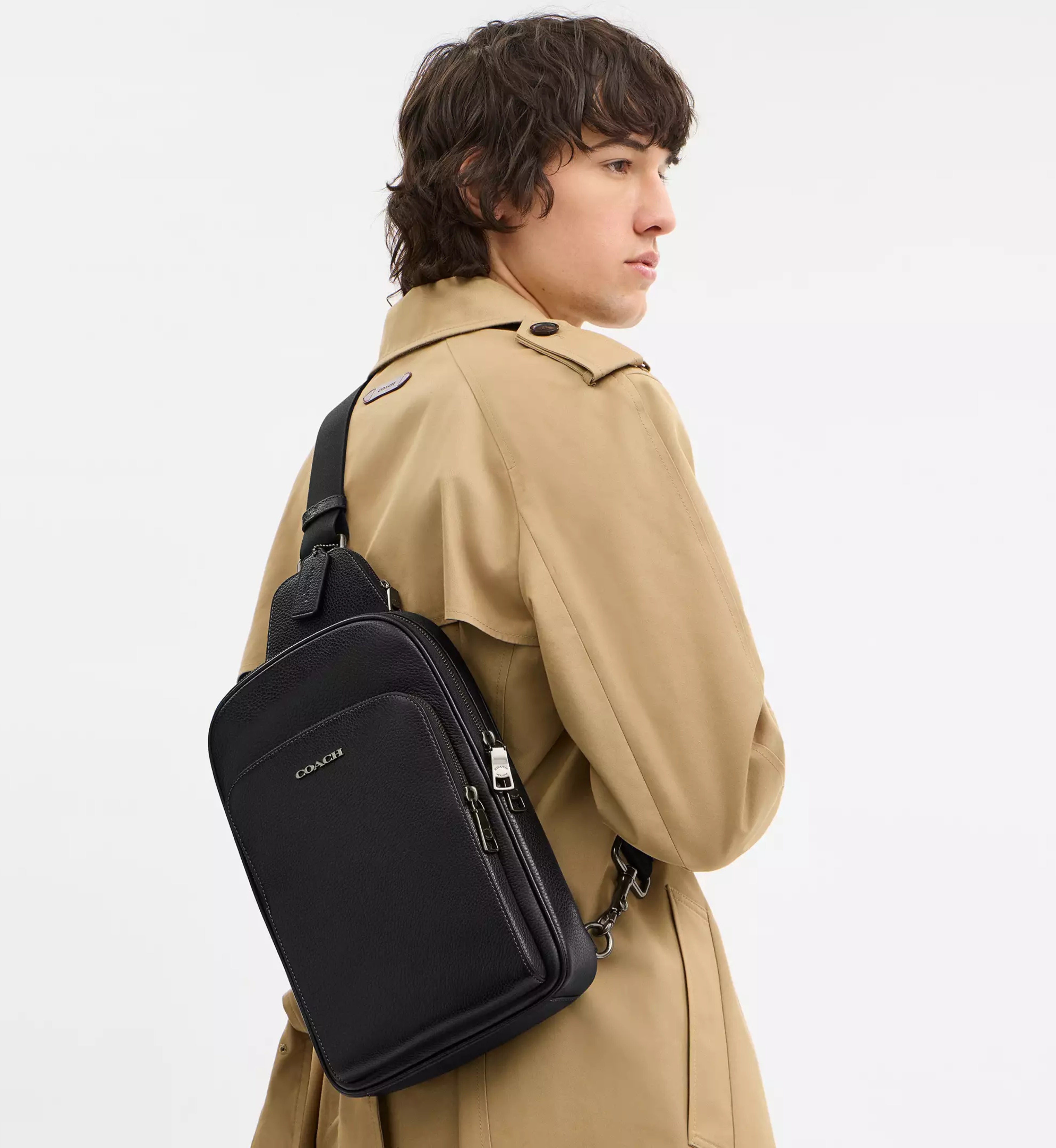 Coach Ethan Pack 'Pebbled Leather Gunmetal Black'