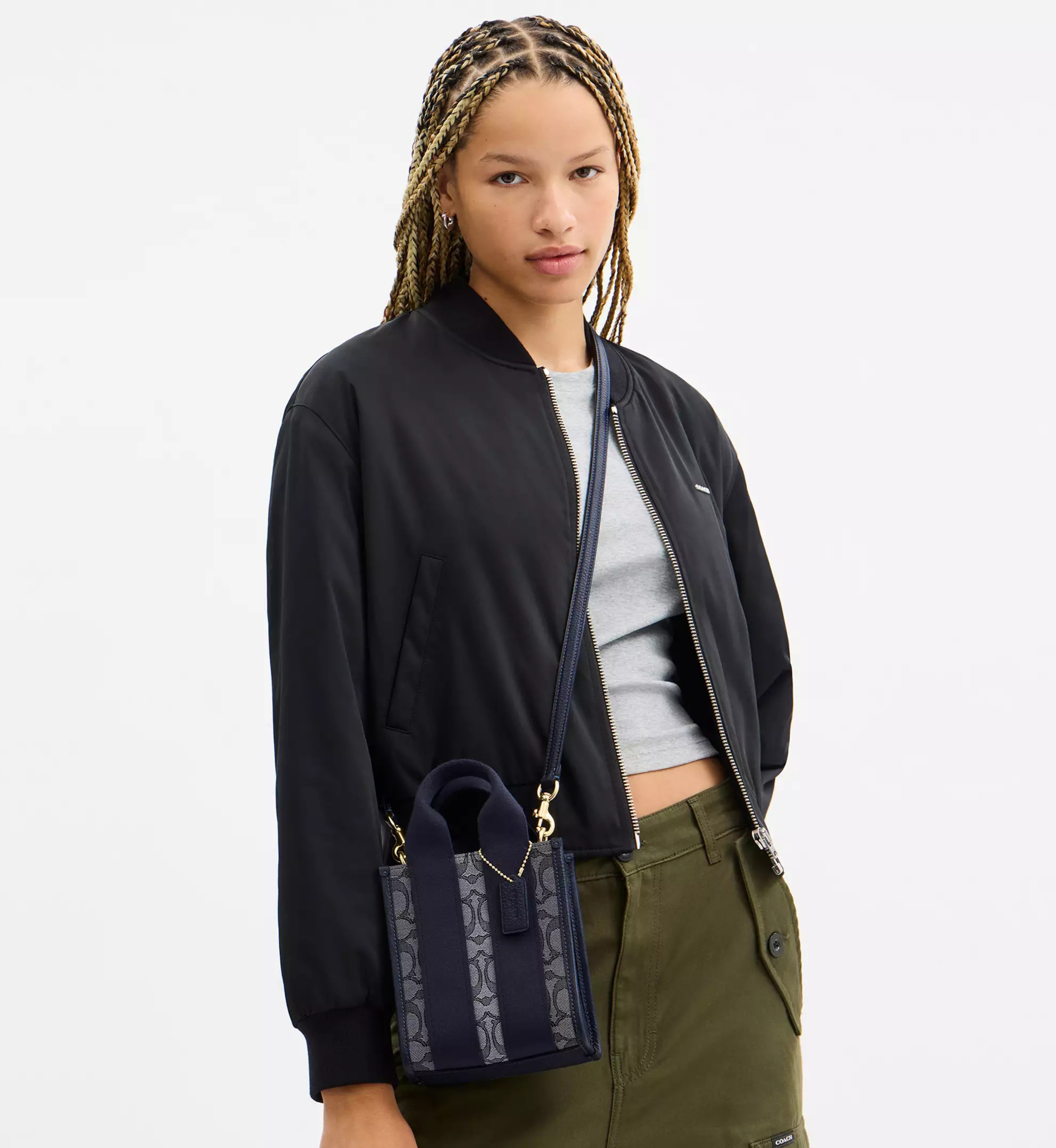 Coach Smith Mini Tote Bag In Signature Jacquard 'Signature Jacquard Gold Navy Midnight Navy'