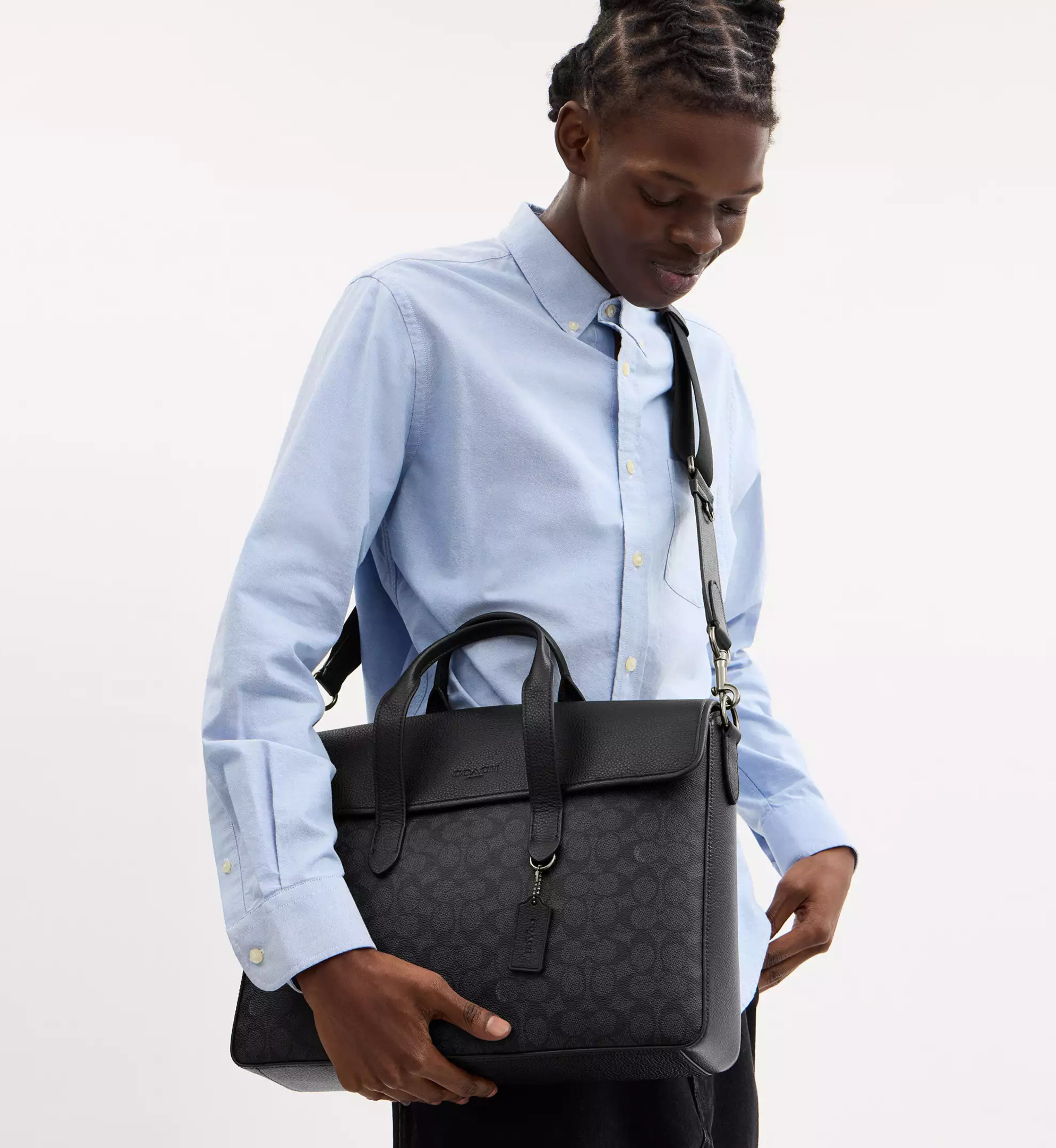 Sullivan Portfolio Brief In Signature Canvas 'Signature Canvas Gunmetal Charcoal Black'