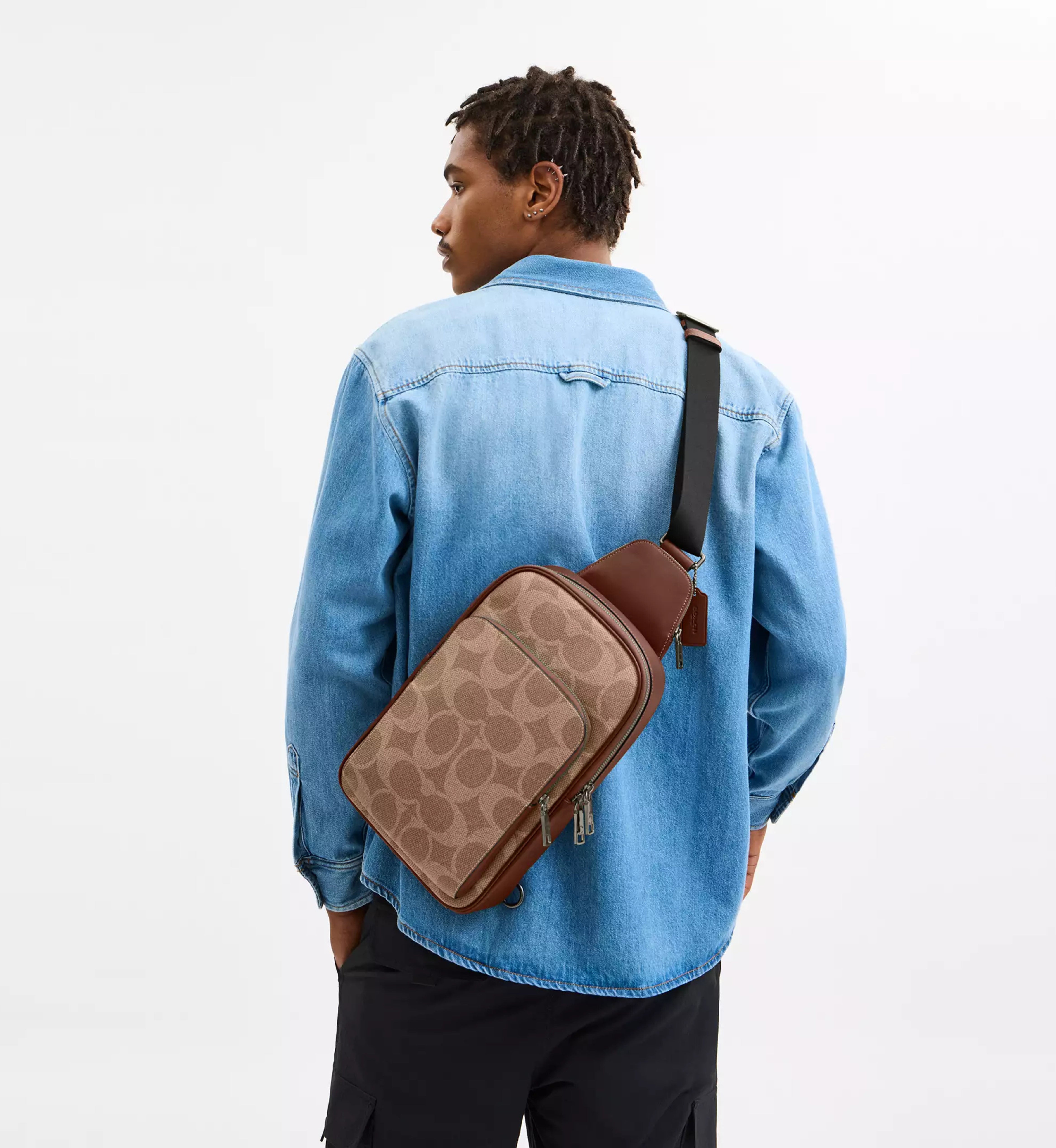 Coach Ethan Pack In Signature Canvas 'Signature Canvas Gunmetal Tan Vintage Brown'