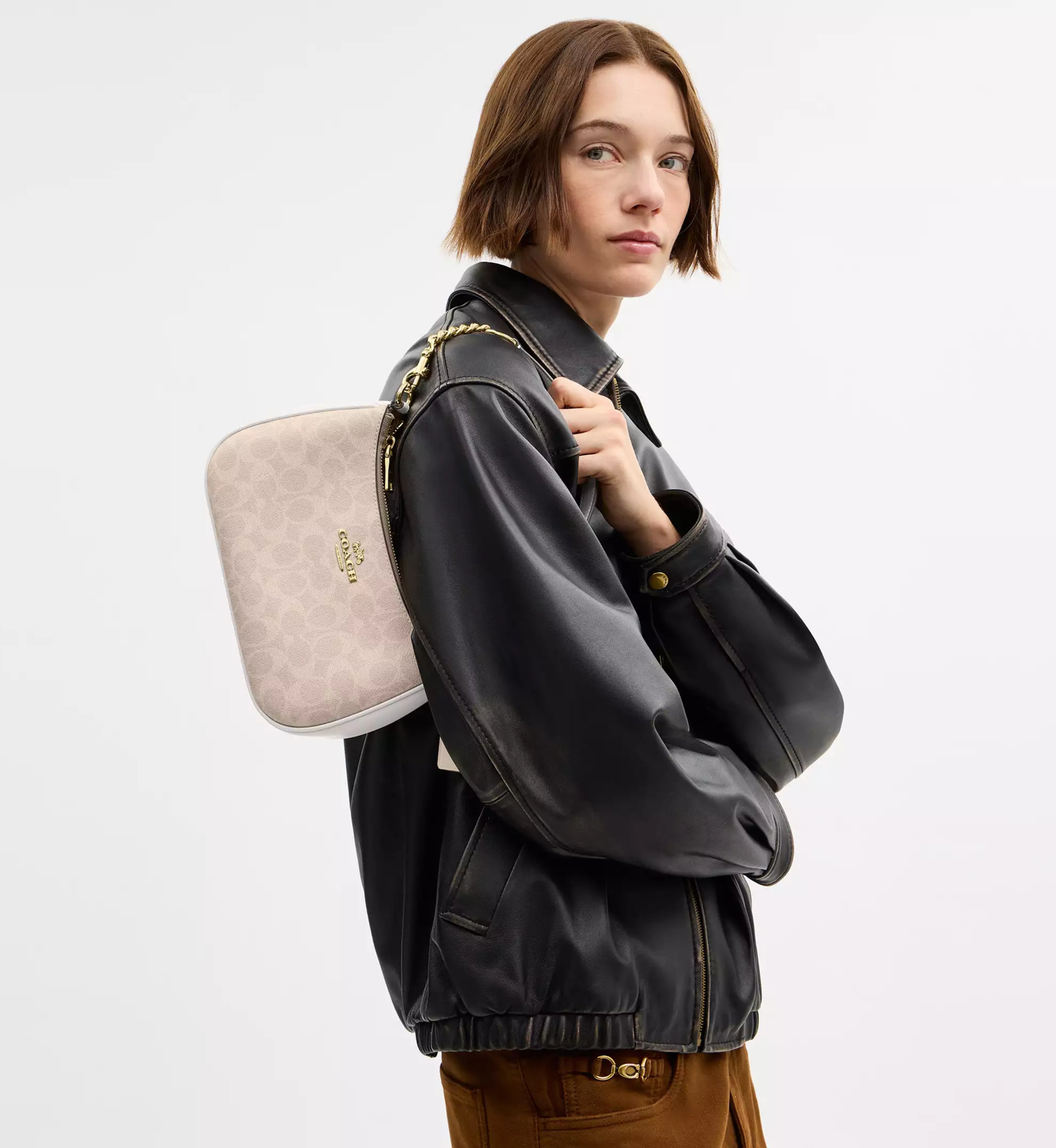 Coach Teri Shoulder Bag In Signature Canvas 'Signature Canvas Gold Sand Chalk'