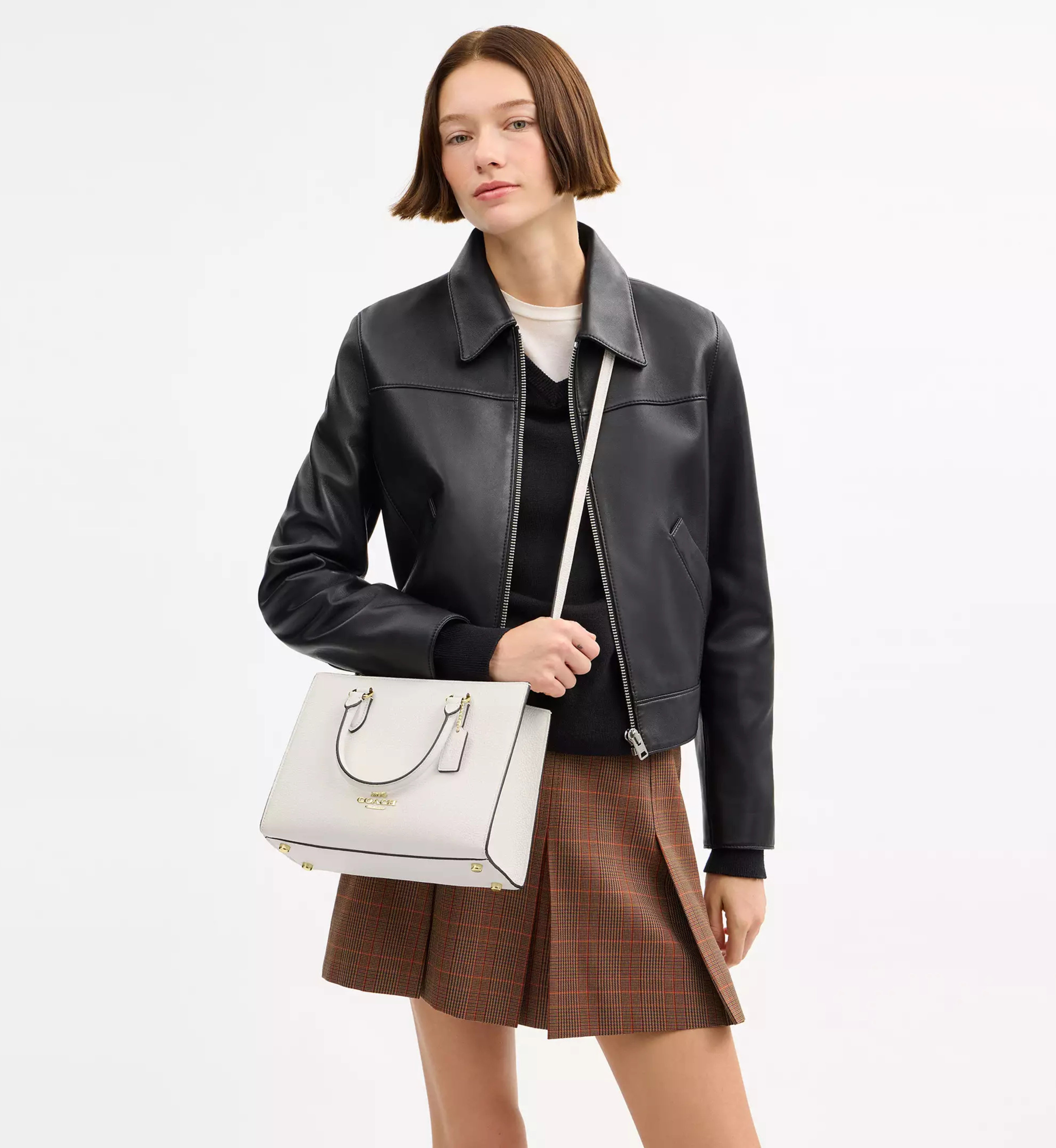 Coach Maggie Small Tote Bag 'Pebbled Leather Gold Chalk'