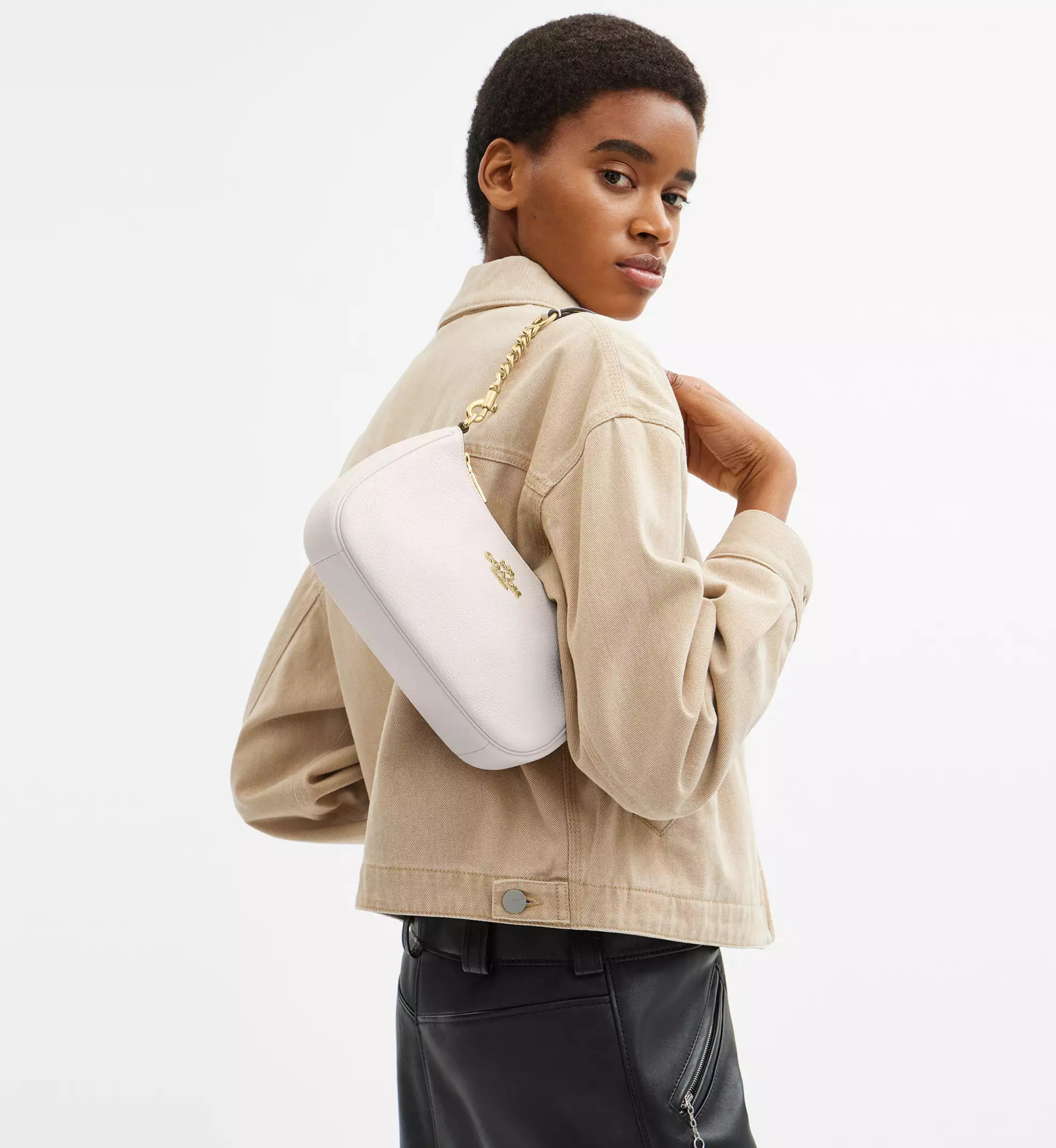 Coach Teri Shoulder Bag 'Pebbled Leather Gold Chalk'