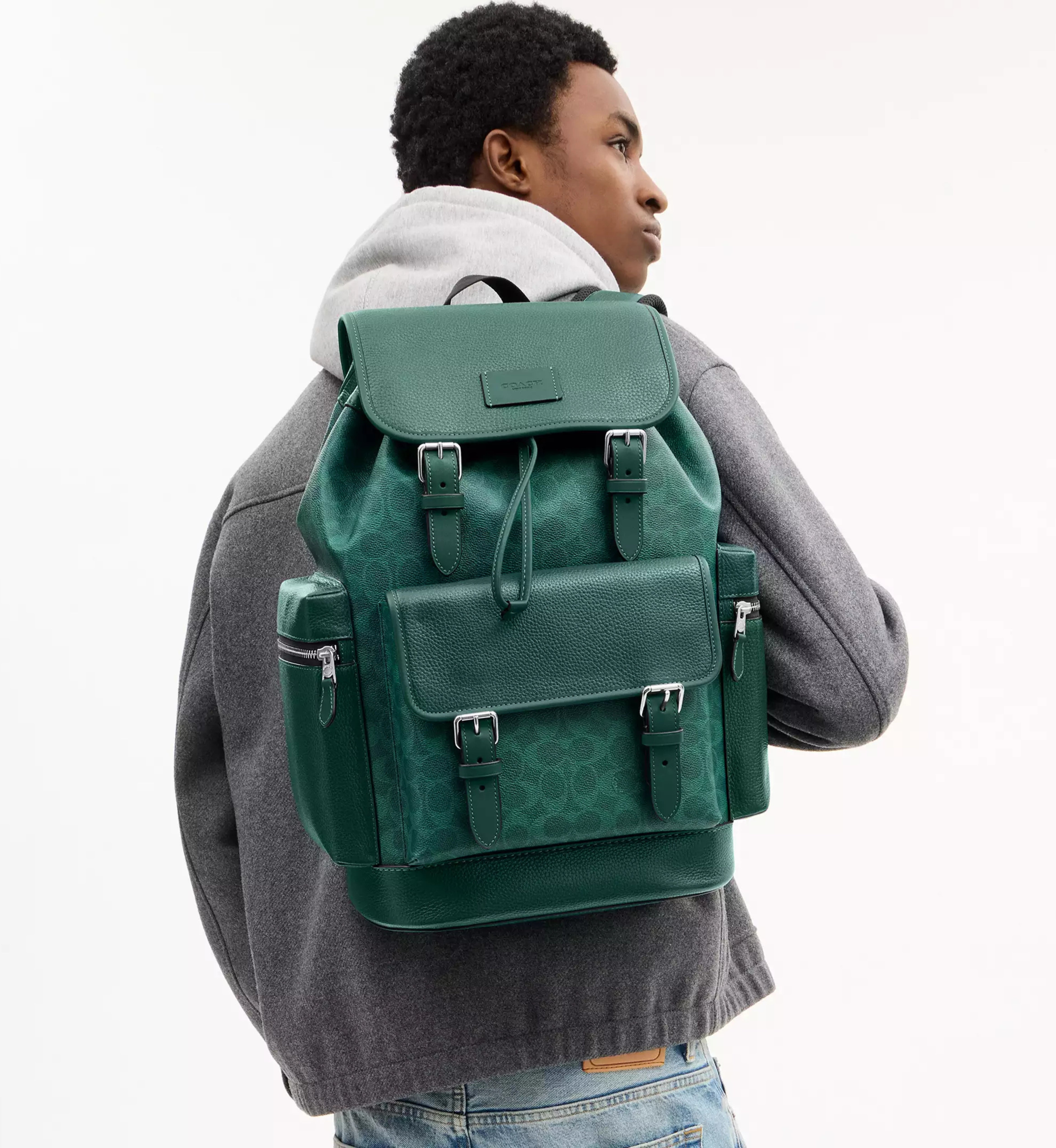 Coach Sprint Backpack In Colorblock Signature Canvas 'Signature Canvas Silver Sea Green'