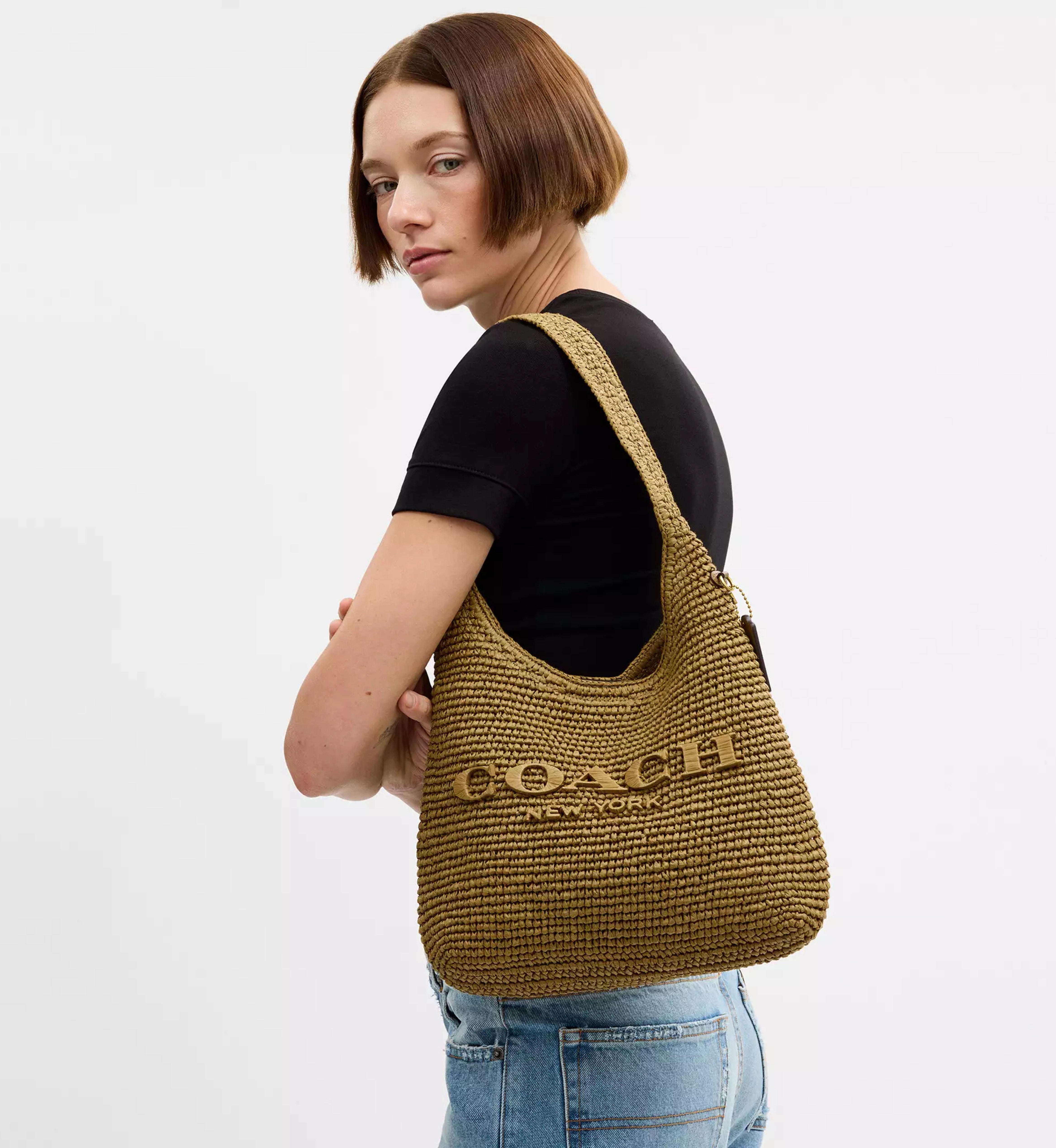 Coach Brooklyn Shoulder Bag 28 'Straw Brass Muted Olive'