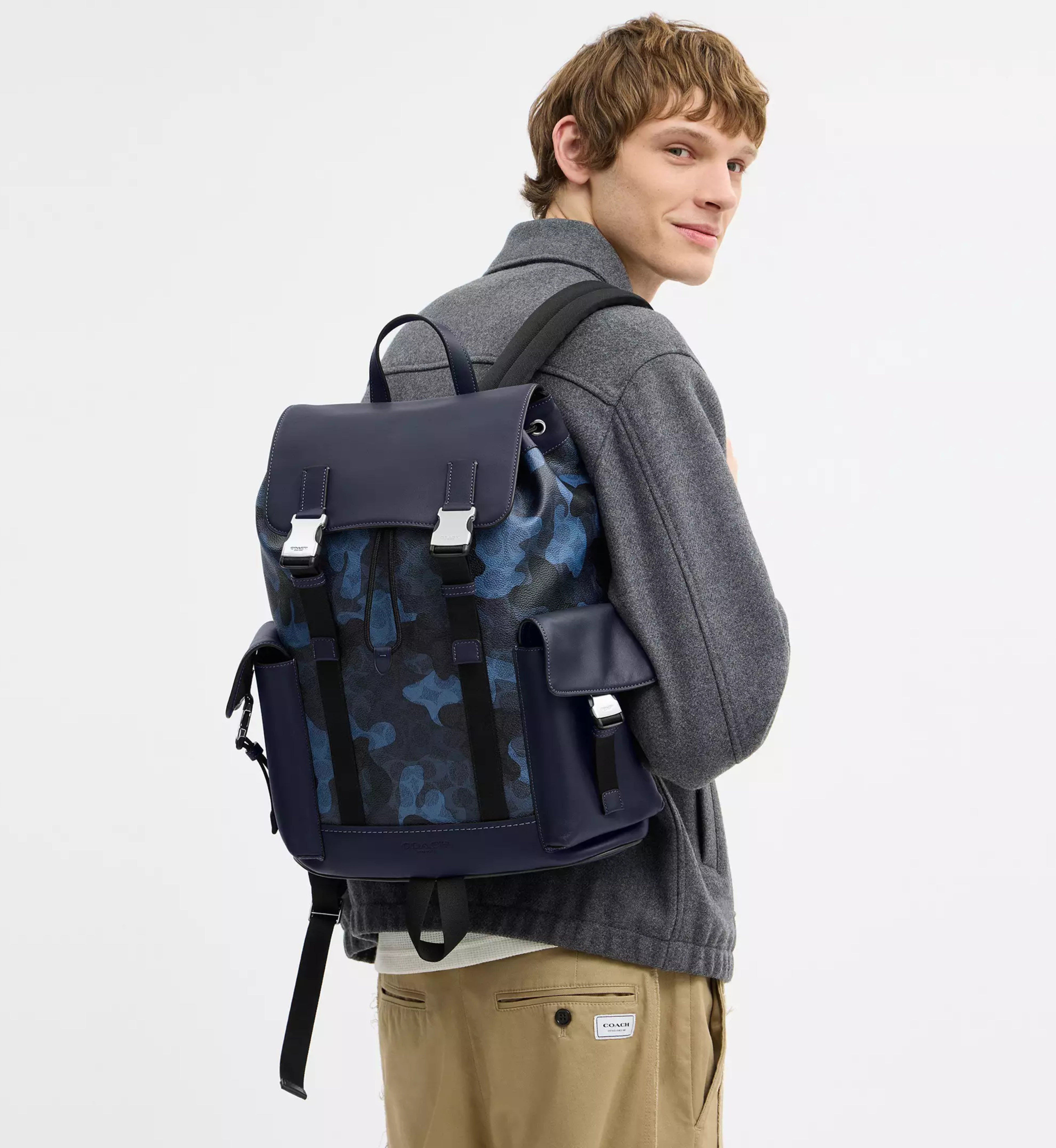 Coach Clark Backpack In Signature Camo Print 'Signature Canvas Silver Black Multi'