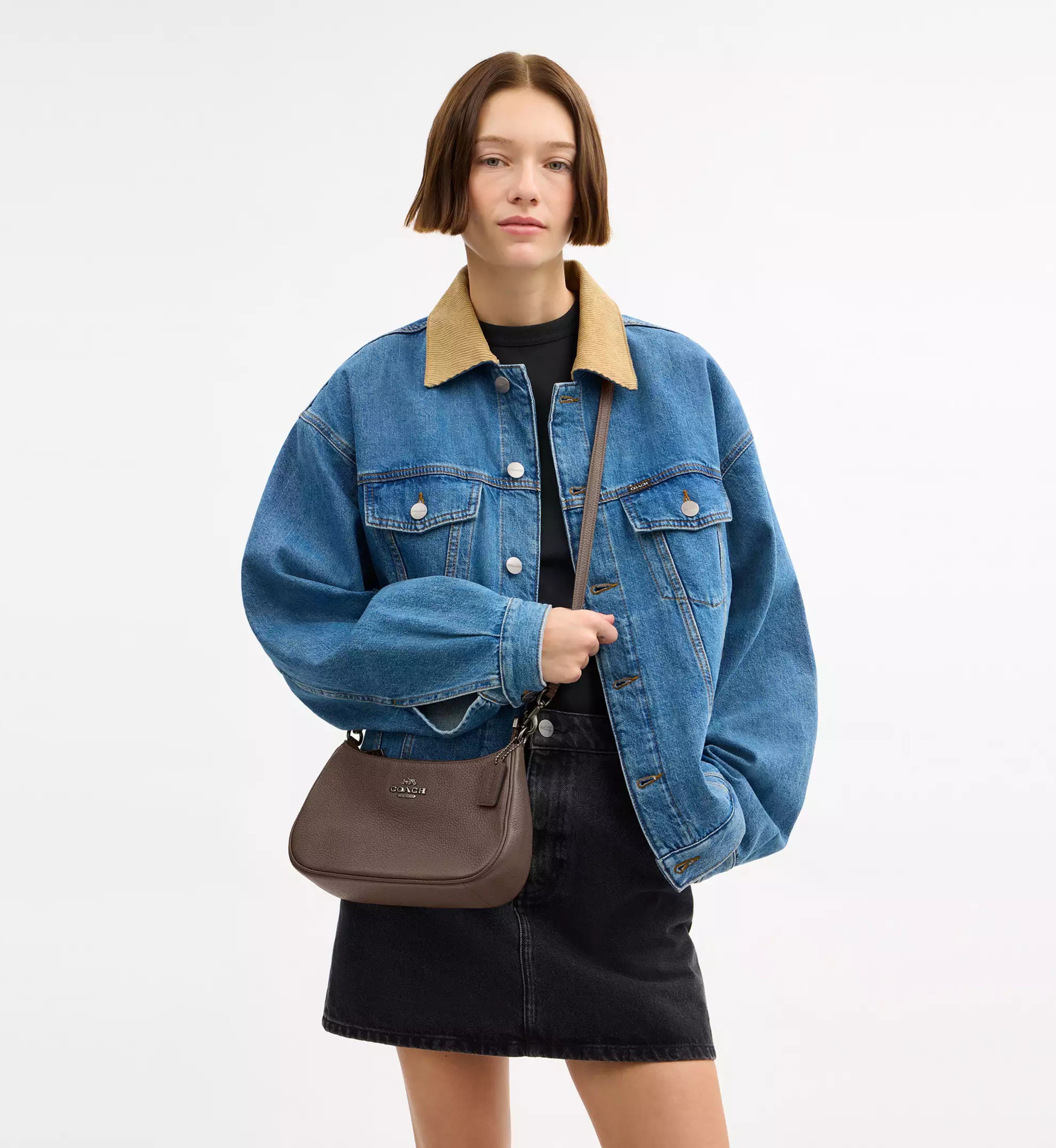 Coach Teri Shoulder Bag 'Pebbled Leather Gunmetal Dark Stone'