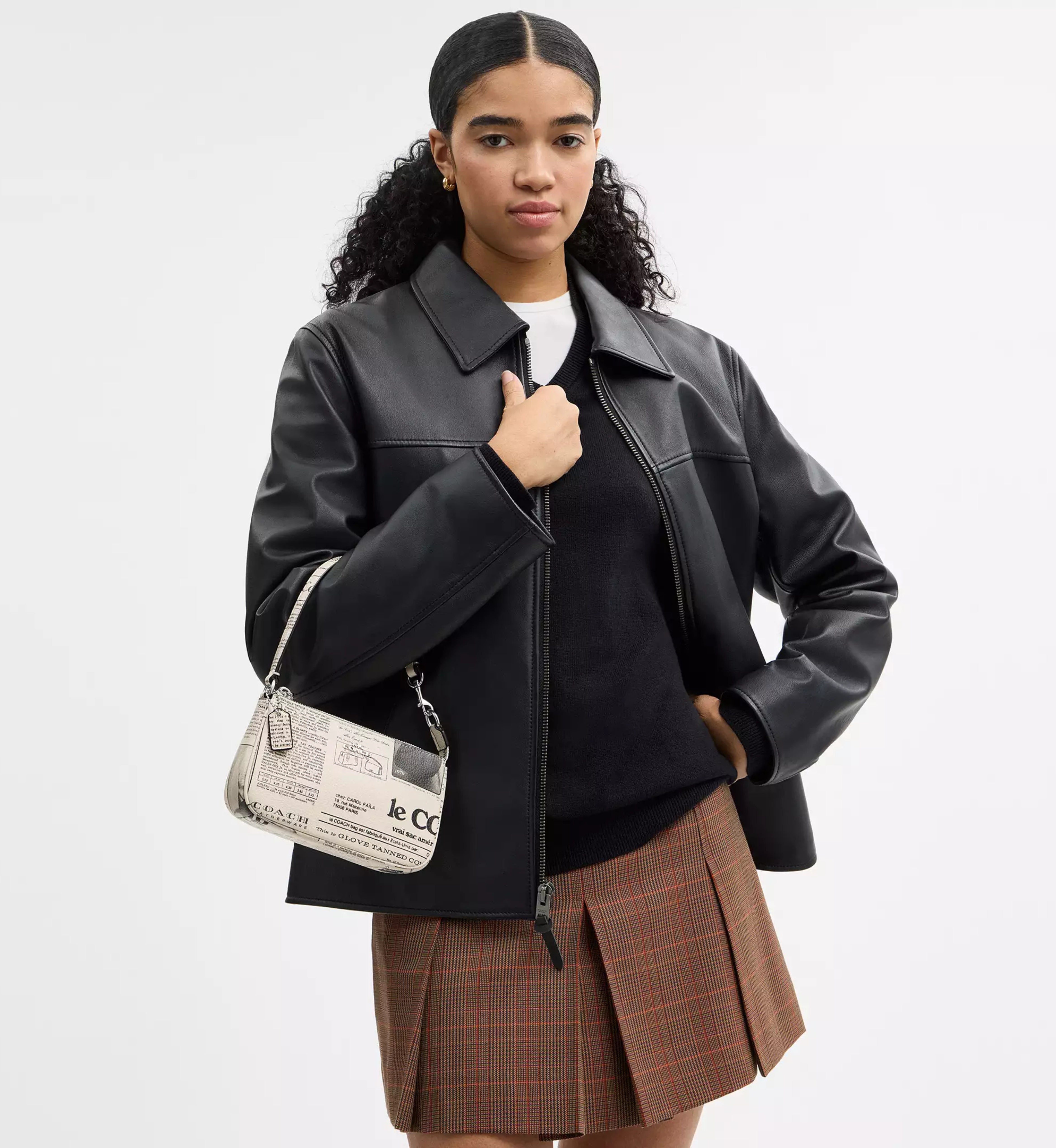 Coach Nolita 19 With Newspaper Print 'Pebbled leather Silver Chalk Multi'