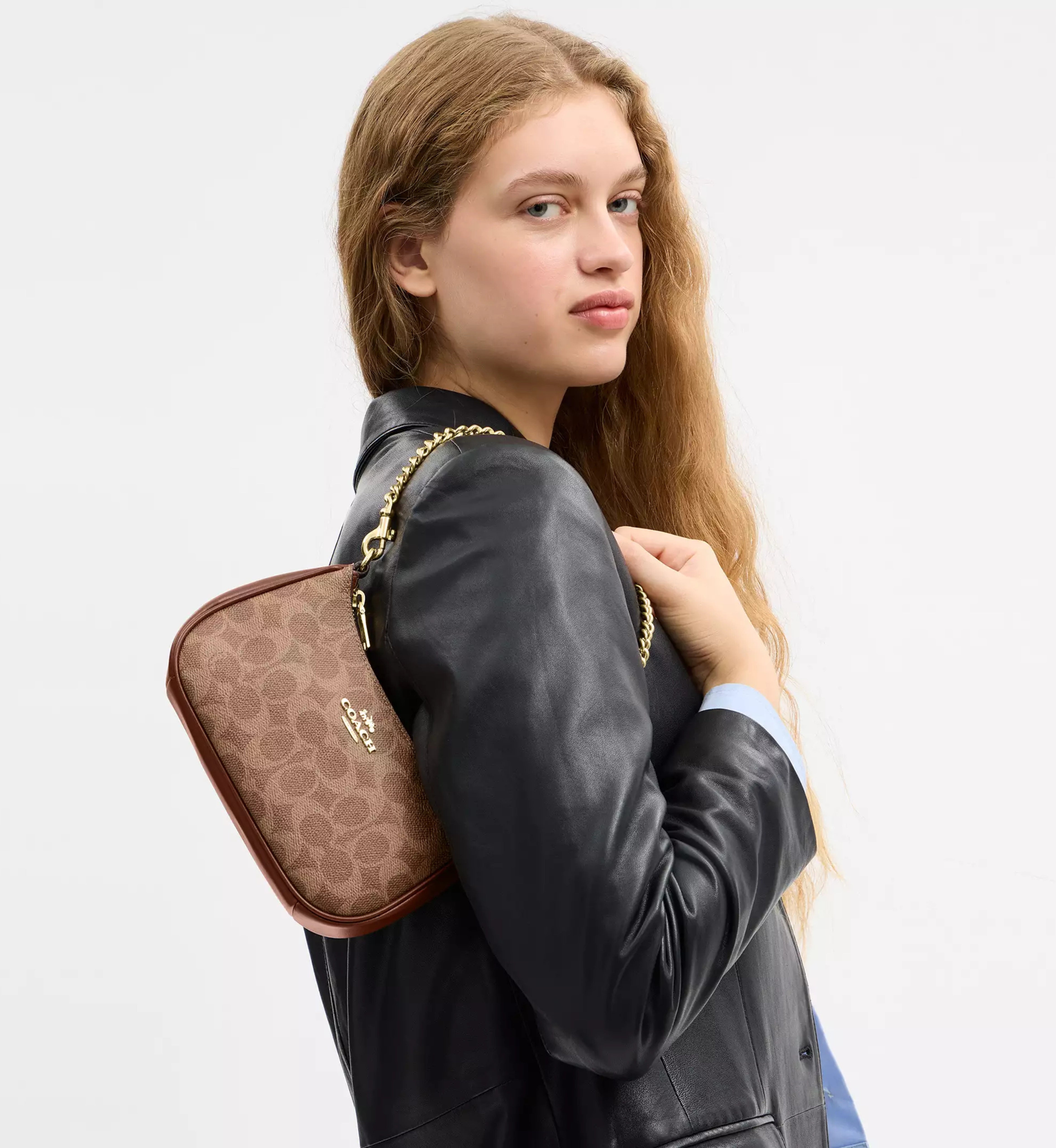 Coach Teri Mini Crossbody Bag In Signature Canvas 'Signature Canvas Gold Tan Brown'