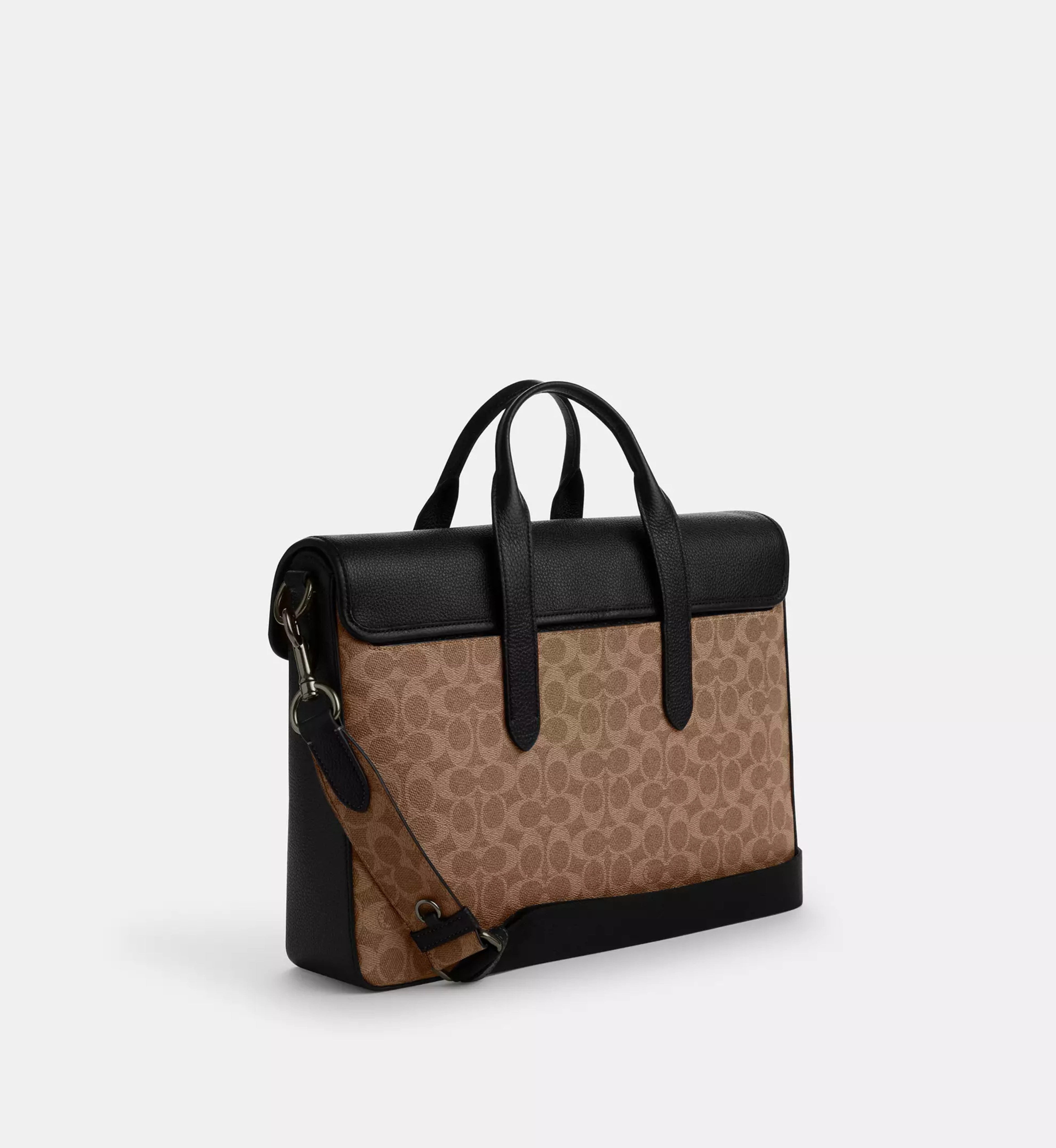 Sullivan Portfolio Brief In Signature Canvas 'Signature Canvas Gunmetal Tan Black'