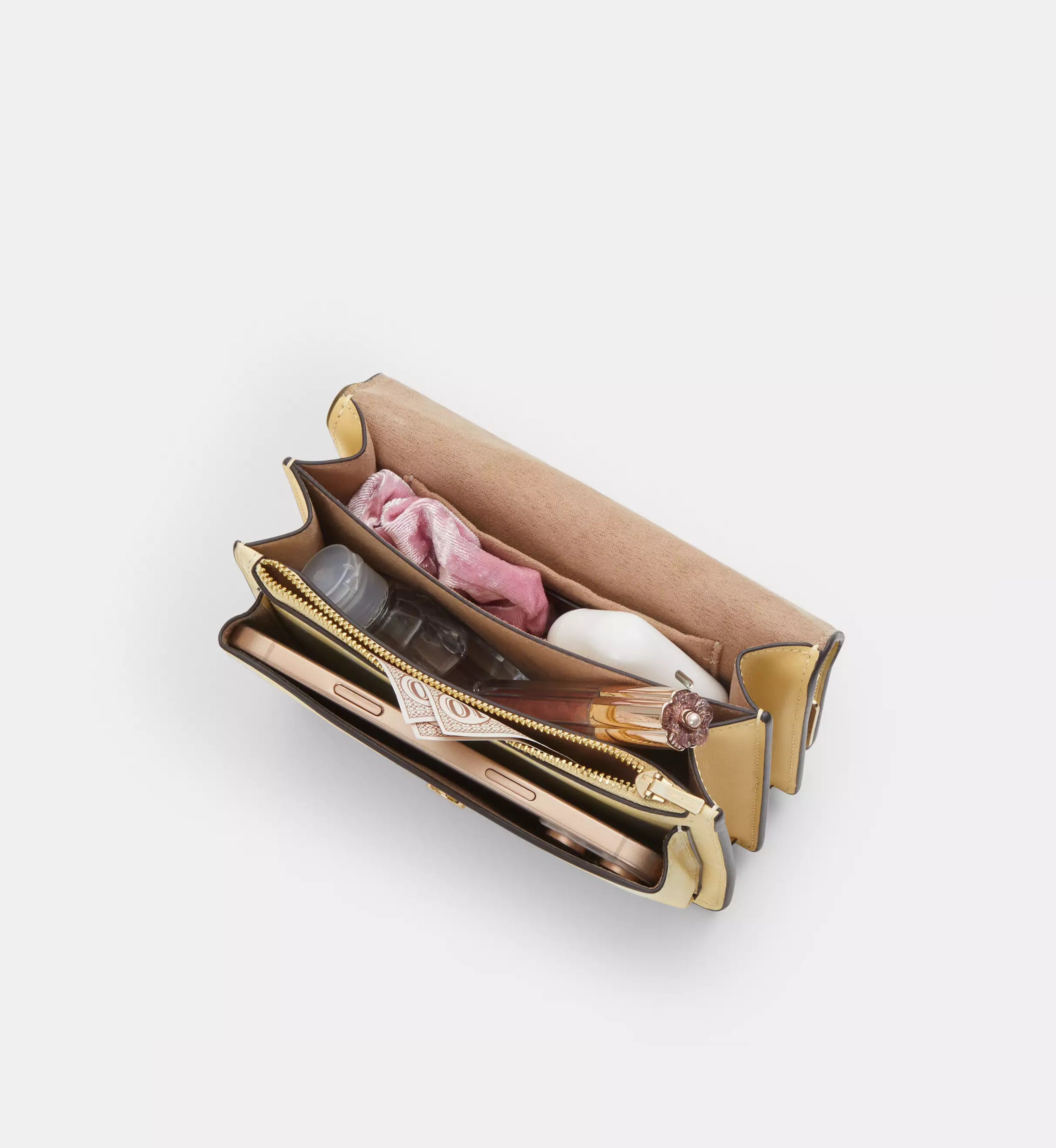 Coach Mini Klare Crossbody Bag With Floral Print 'Pebbled Leather Gold Washed Yellow'