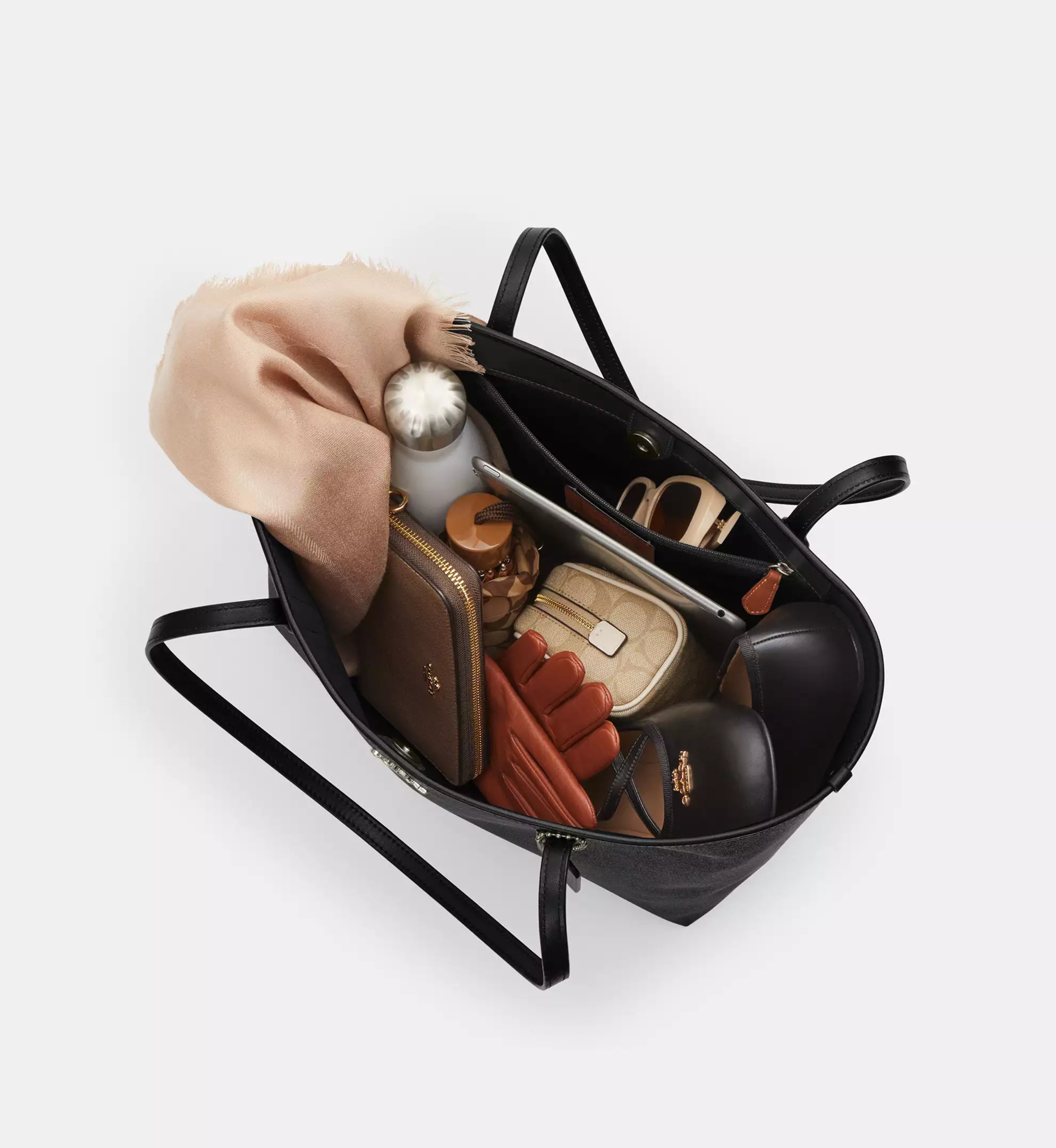 Coach City Tote Bag In Signature Canvas  'Signature Canvas Gunmetal Charcoal Black'