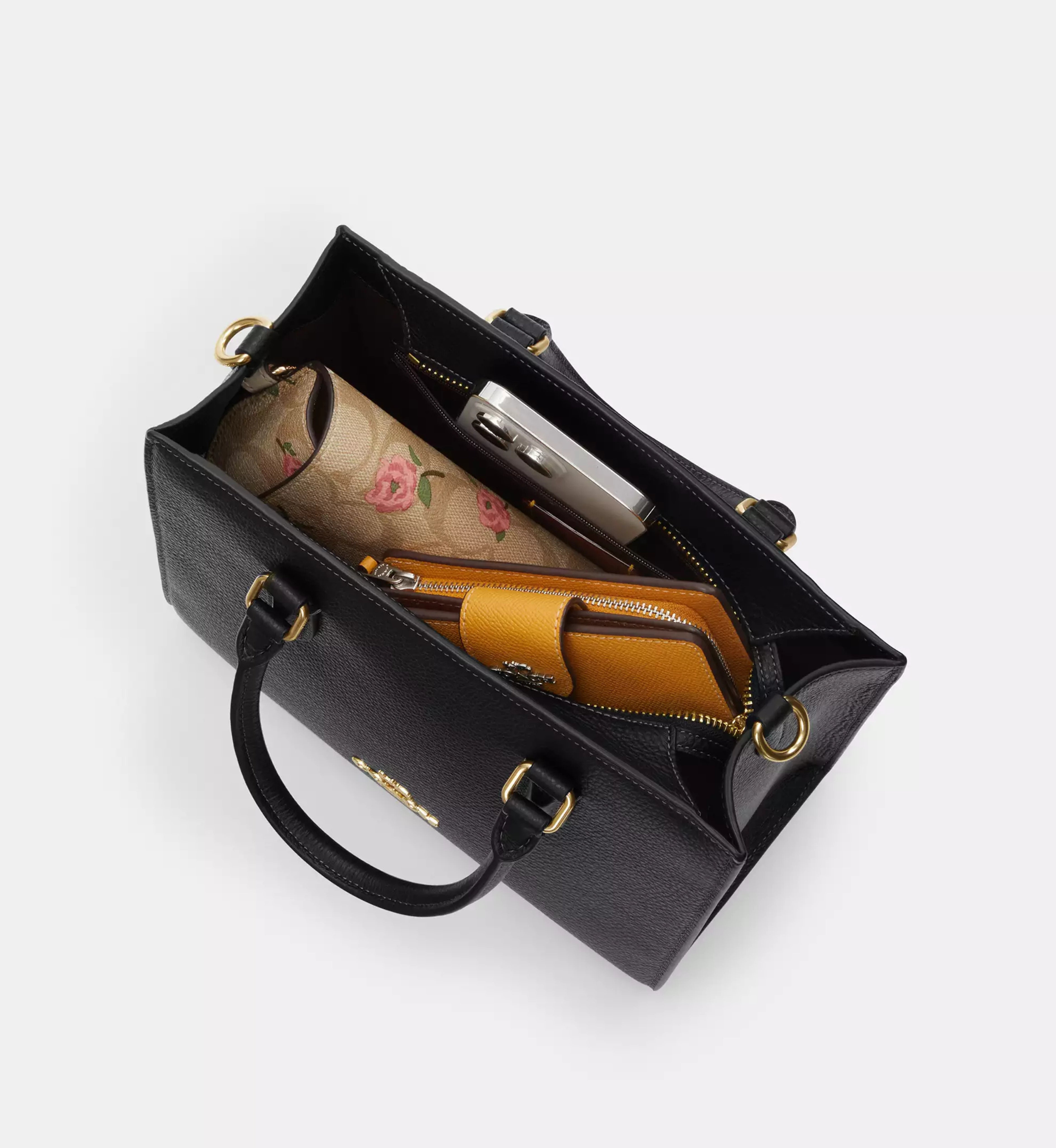 Coach Maggie Small Tote Bag In Blocked Signature Canvas 'Signature Canvas Gold Walnut Tan'