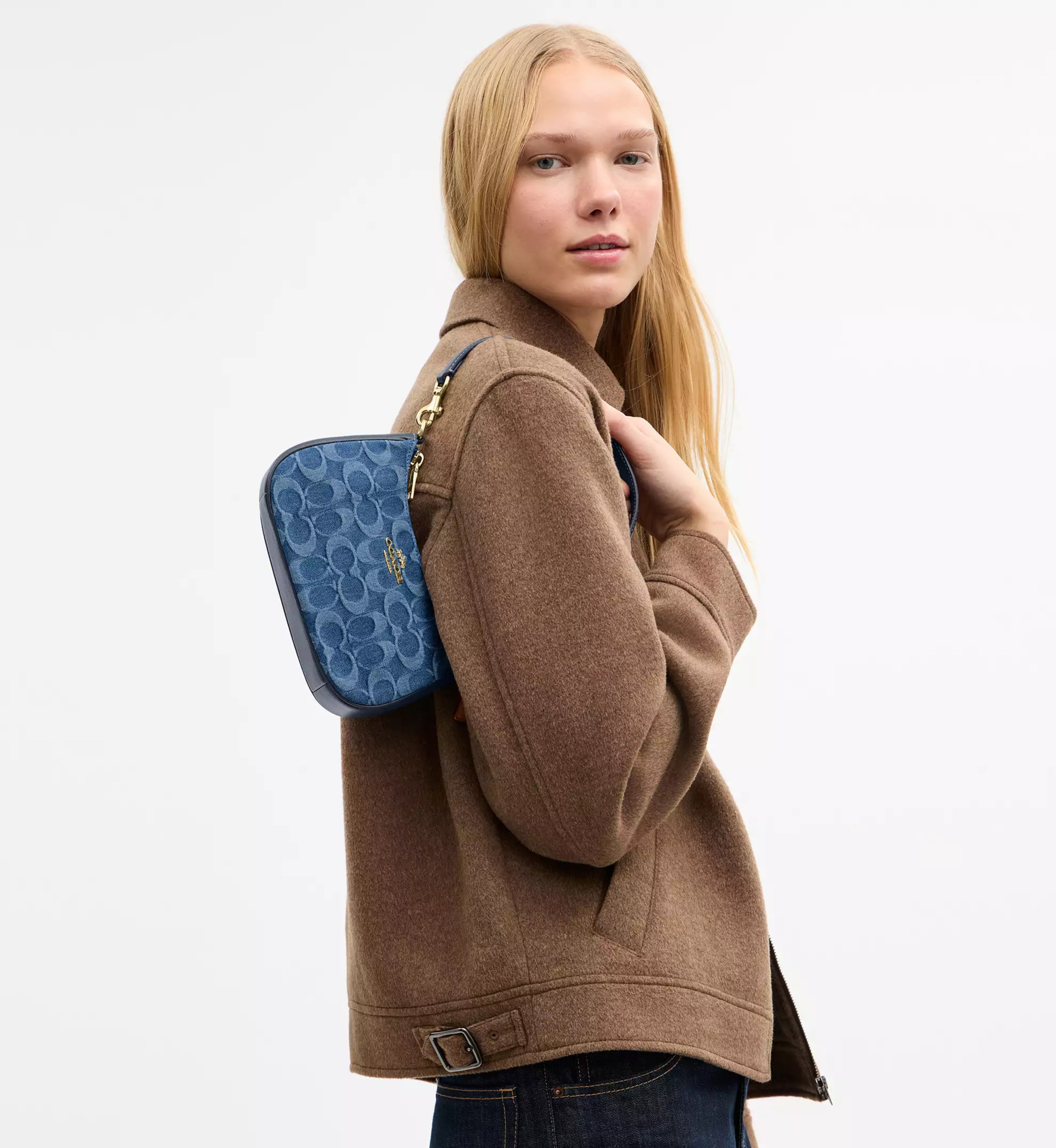 Coach Teri Shoulder Bag In Signature Denim 'Denim Gold Indigo'