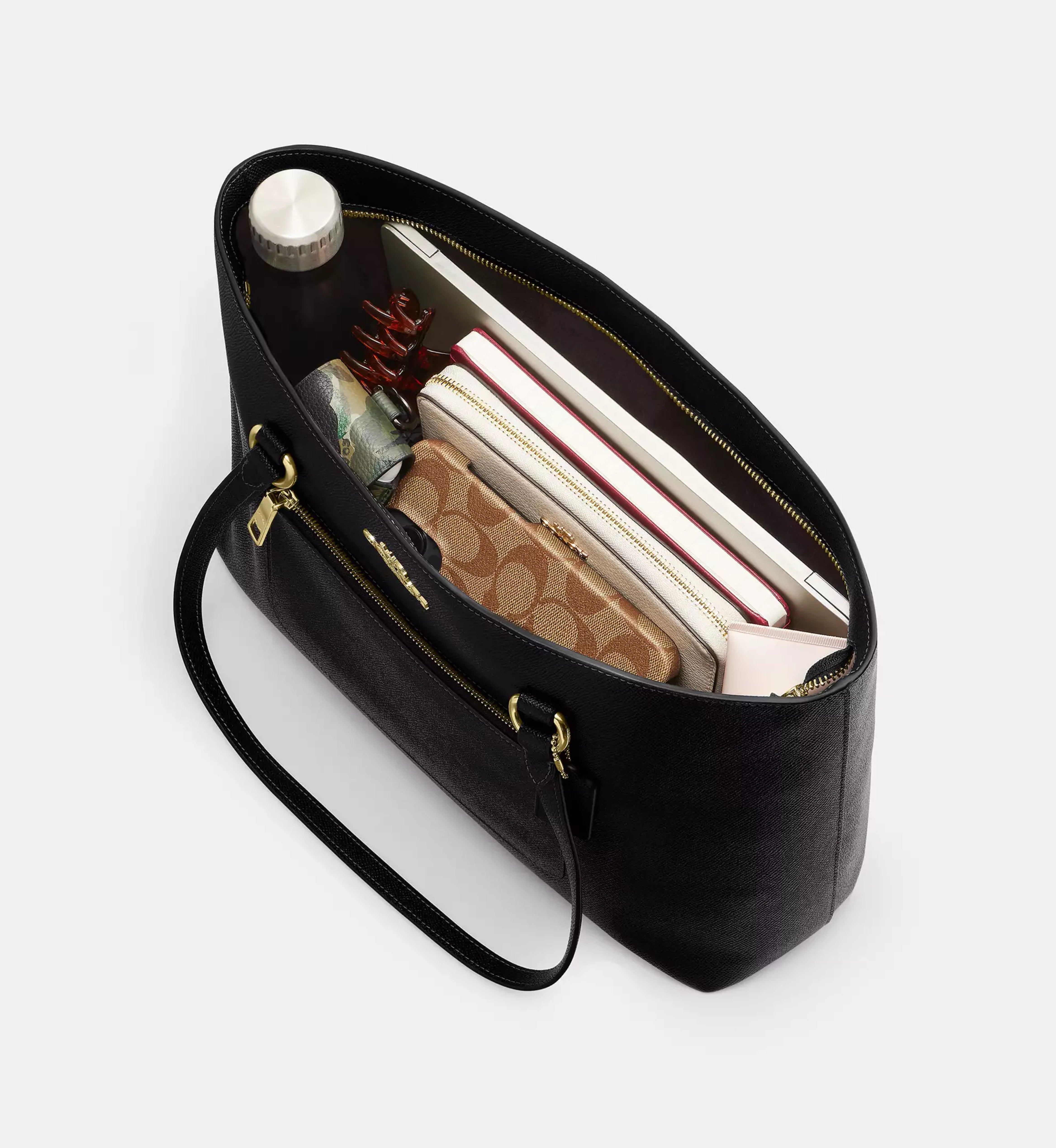 Coach Station Tote Bag 'Crossgrain Leather Gold Black'