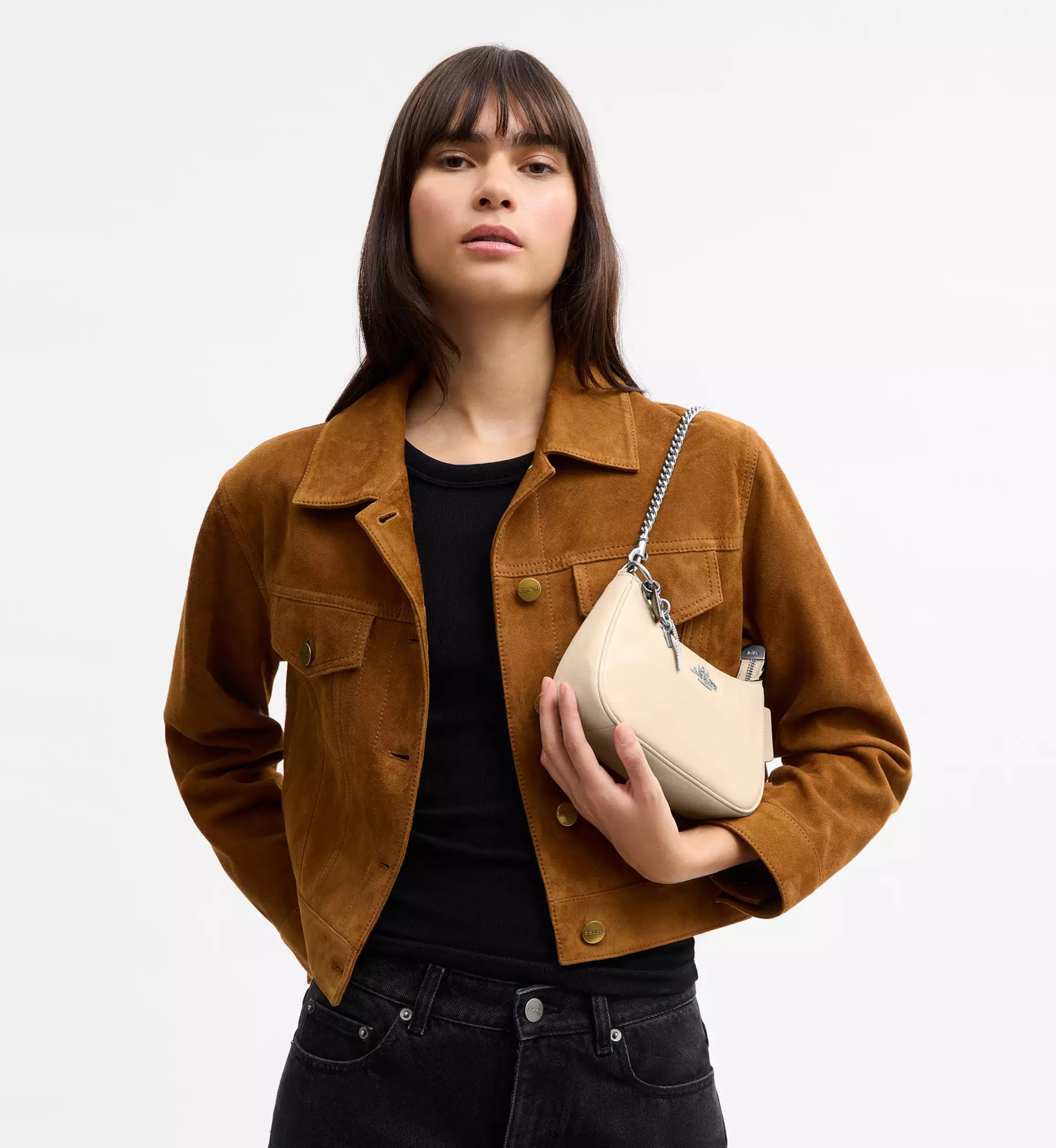 Coach Teri Mini Crossbody Bag With Charms 'Glazed Leather Silver Lvory'