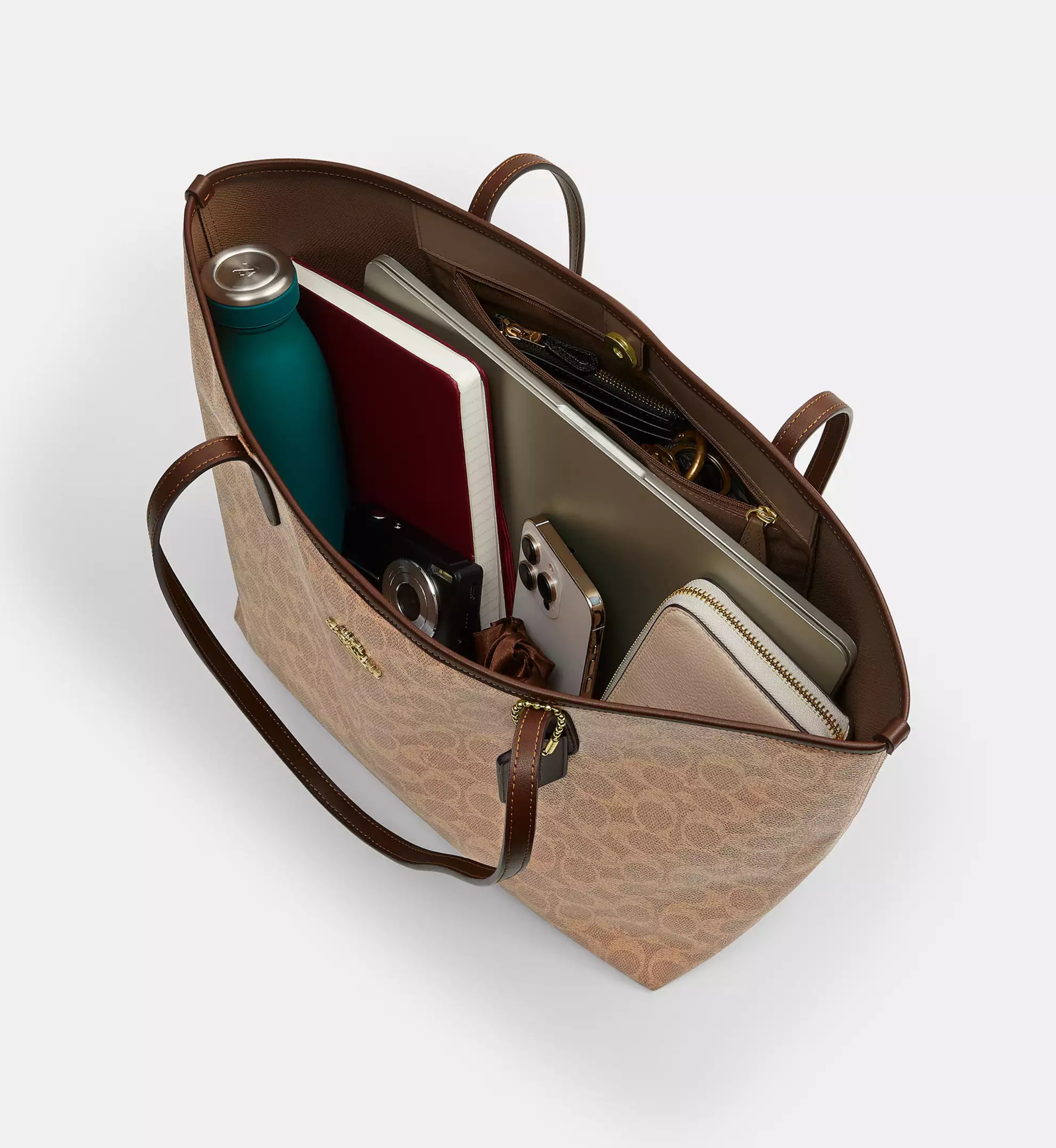Coach City Tote Bag In Signature Canvas 'Signature Canvas Gold Tan Brown'