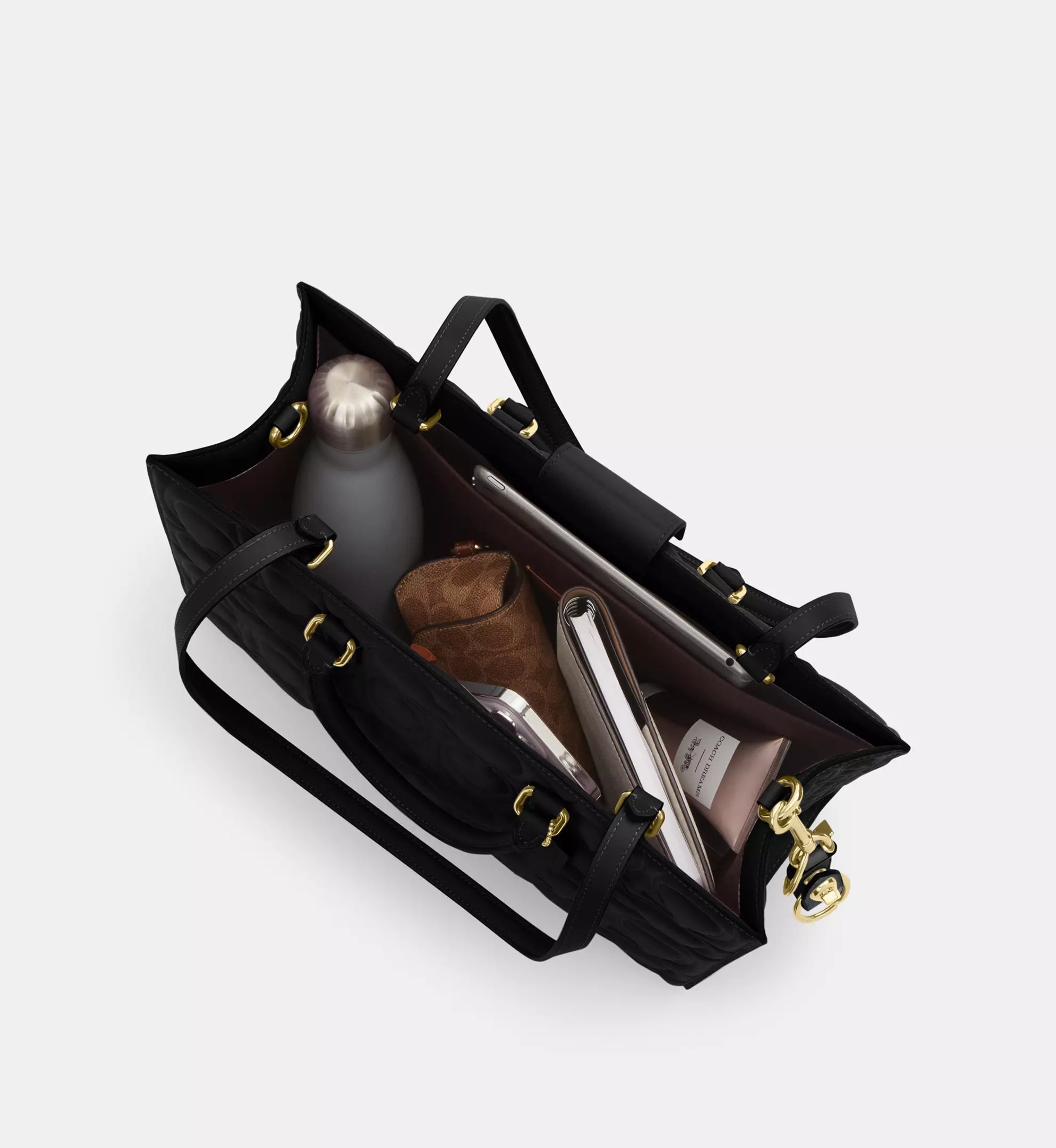 Coach Maggie Tote Bag In Signature Leather  'Smooth Leather Gold Black'