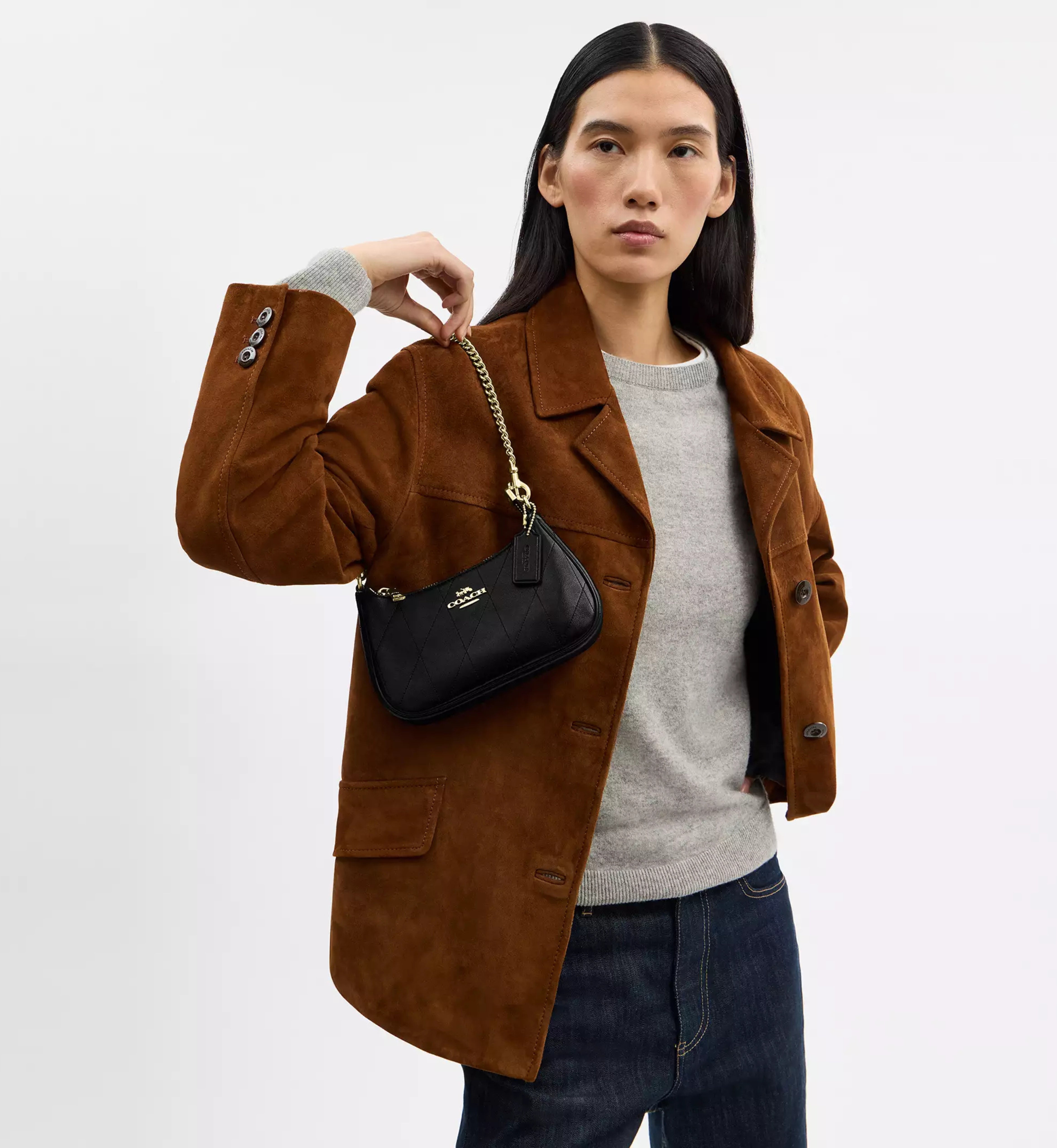 Coach Teri Mini Crossbody Bag With Quilting 'Gold Black'