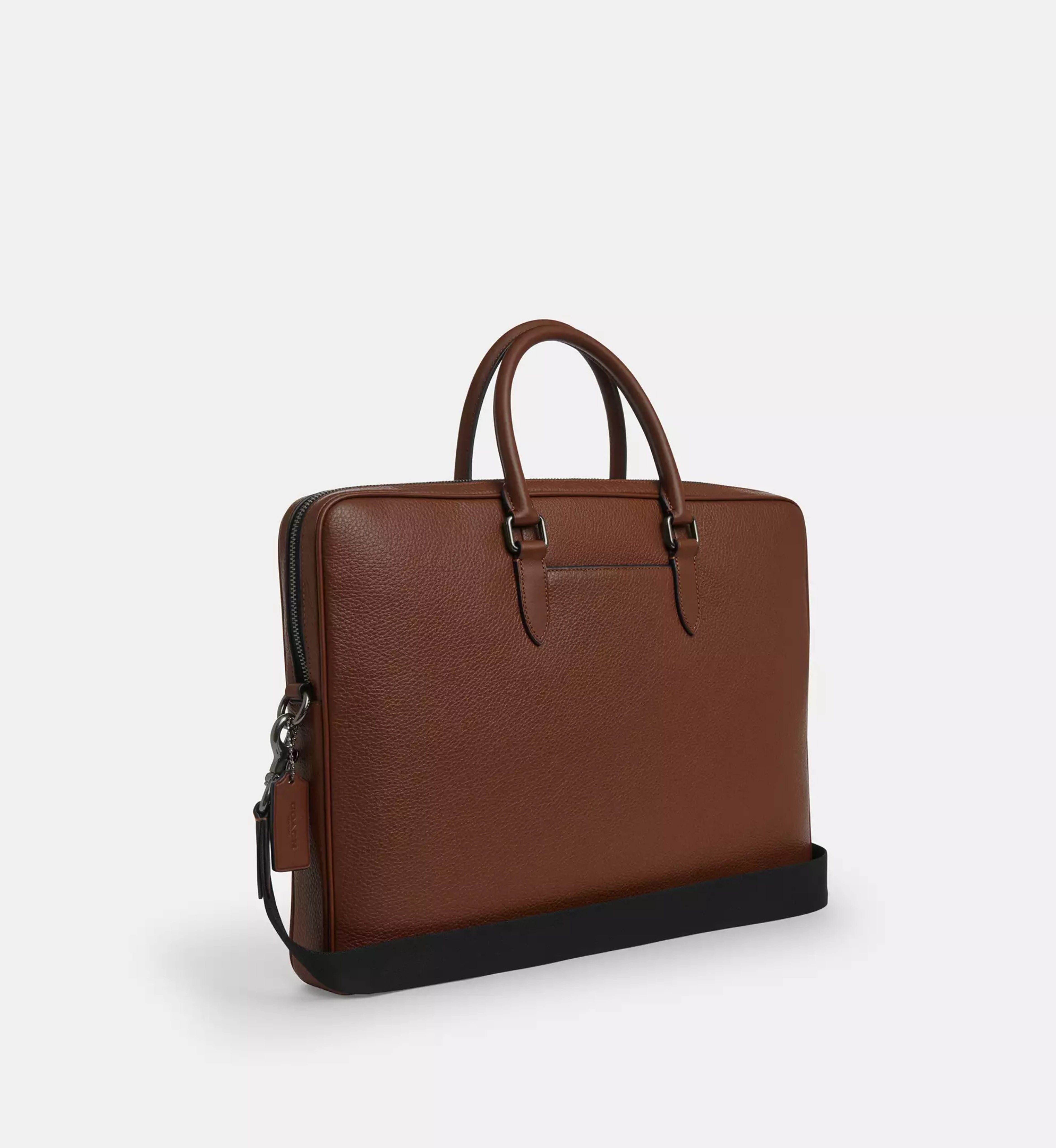 Coach Ethan Large Brief 'Pebbled Leather Gunmetal Saddle'