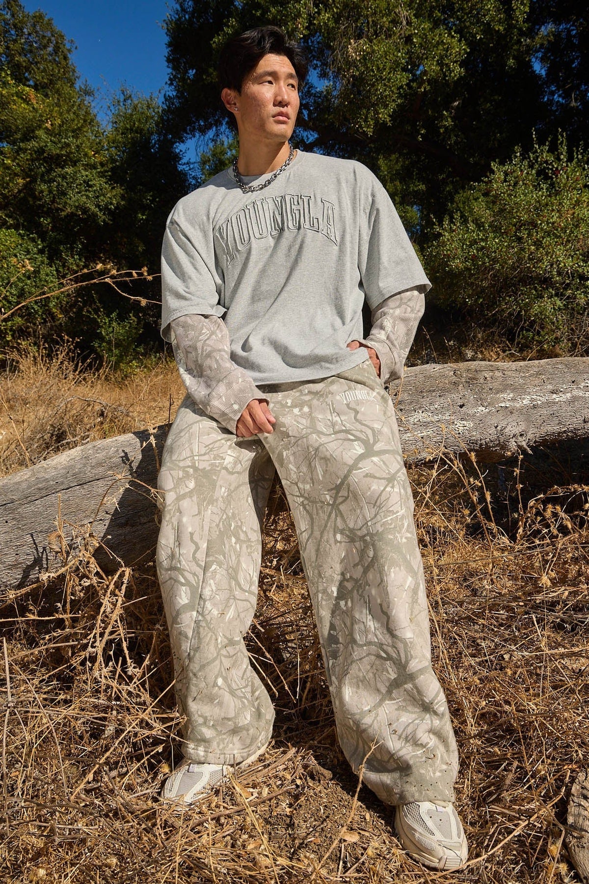 Young La 2133 - Tree Camo Baggy Sweats 'Tan Tree Camo'