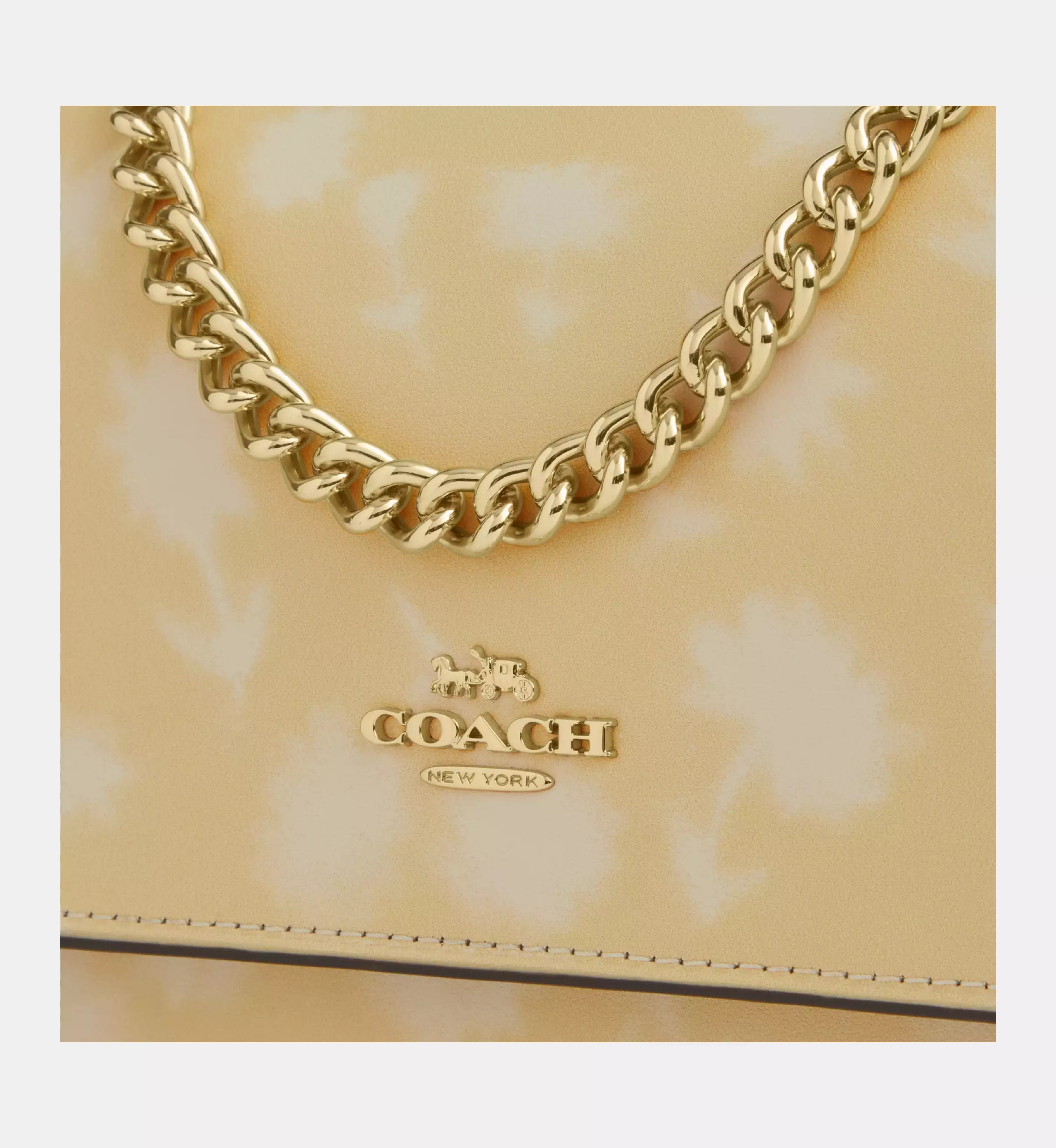 Coach Mini Klare Crossbody Bag With Floral Print 'Pebbled Leather Gold Washed Yellow'