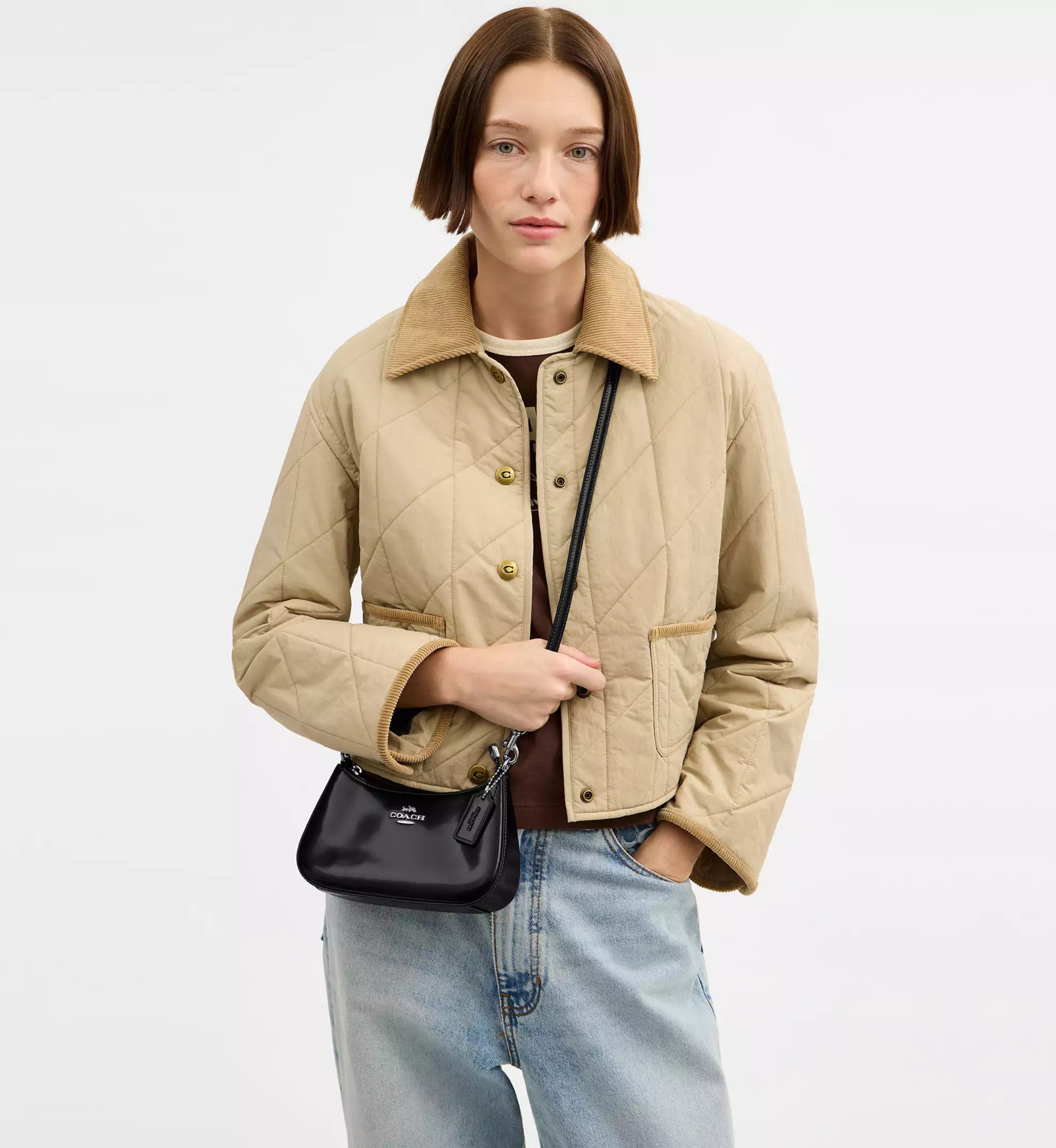 Coach Teri Mini Crossbody Bag 'Novelty Leather Silver Black'