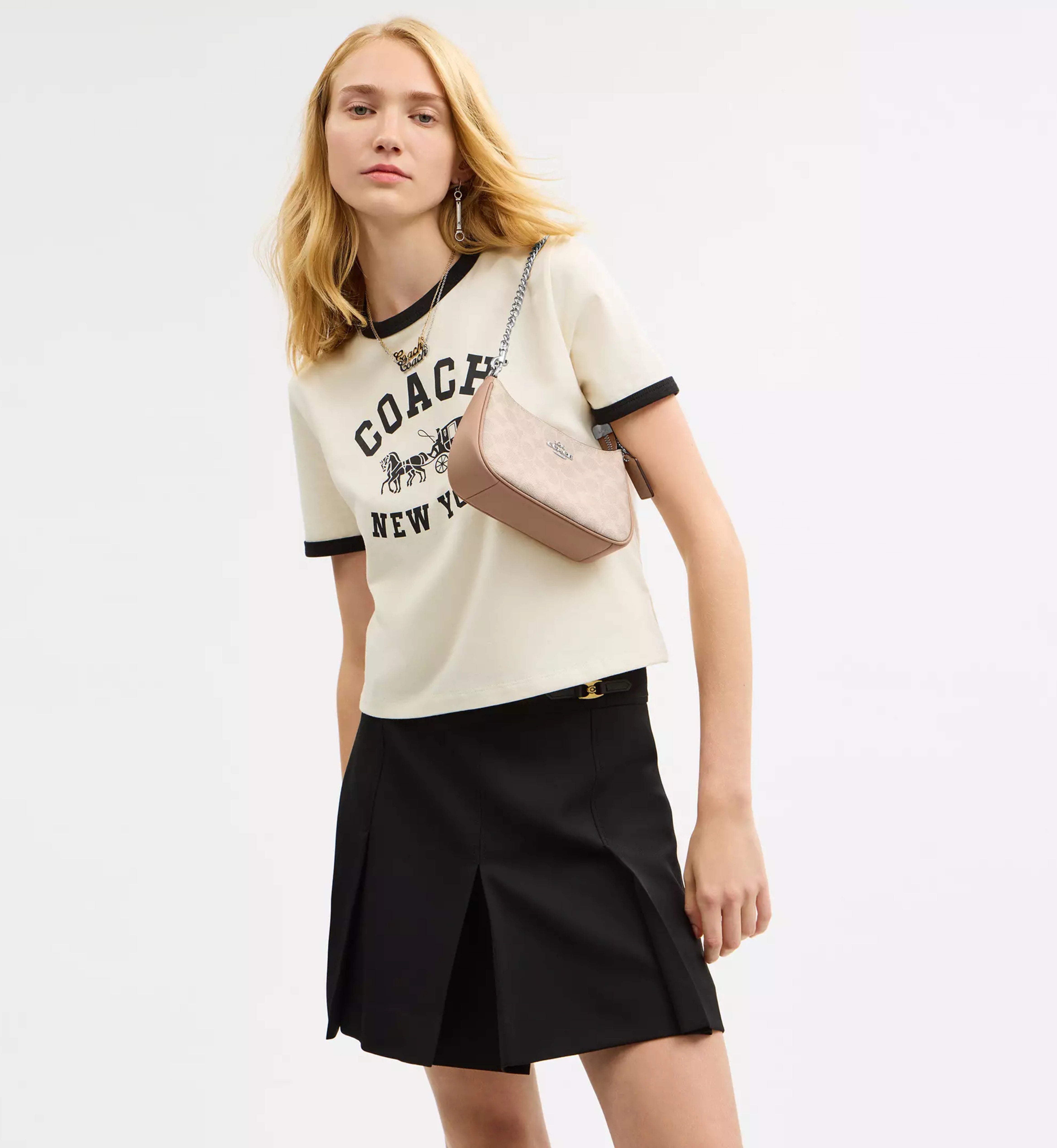 Coach Teri Mini Crossbody Bag In Signature Canvas 'Signature Canvas Silver Sand Taupe'