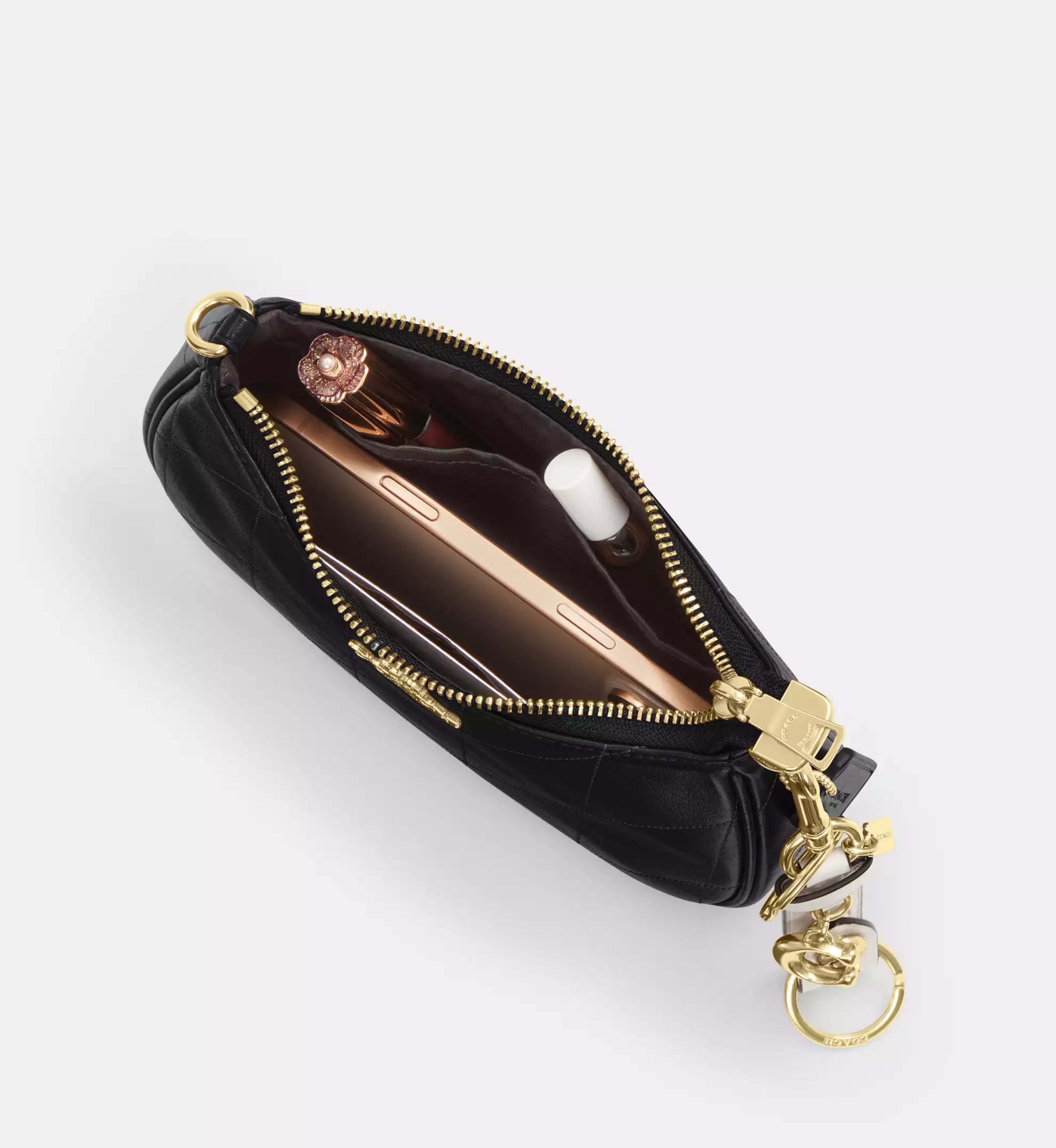 Coach Teri Mini Crossbody Bag With Quilting 'Gold Black'