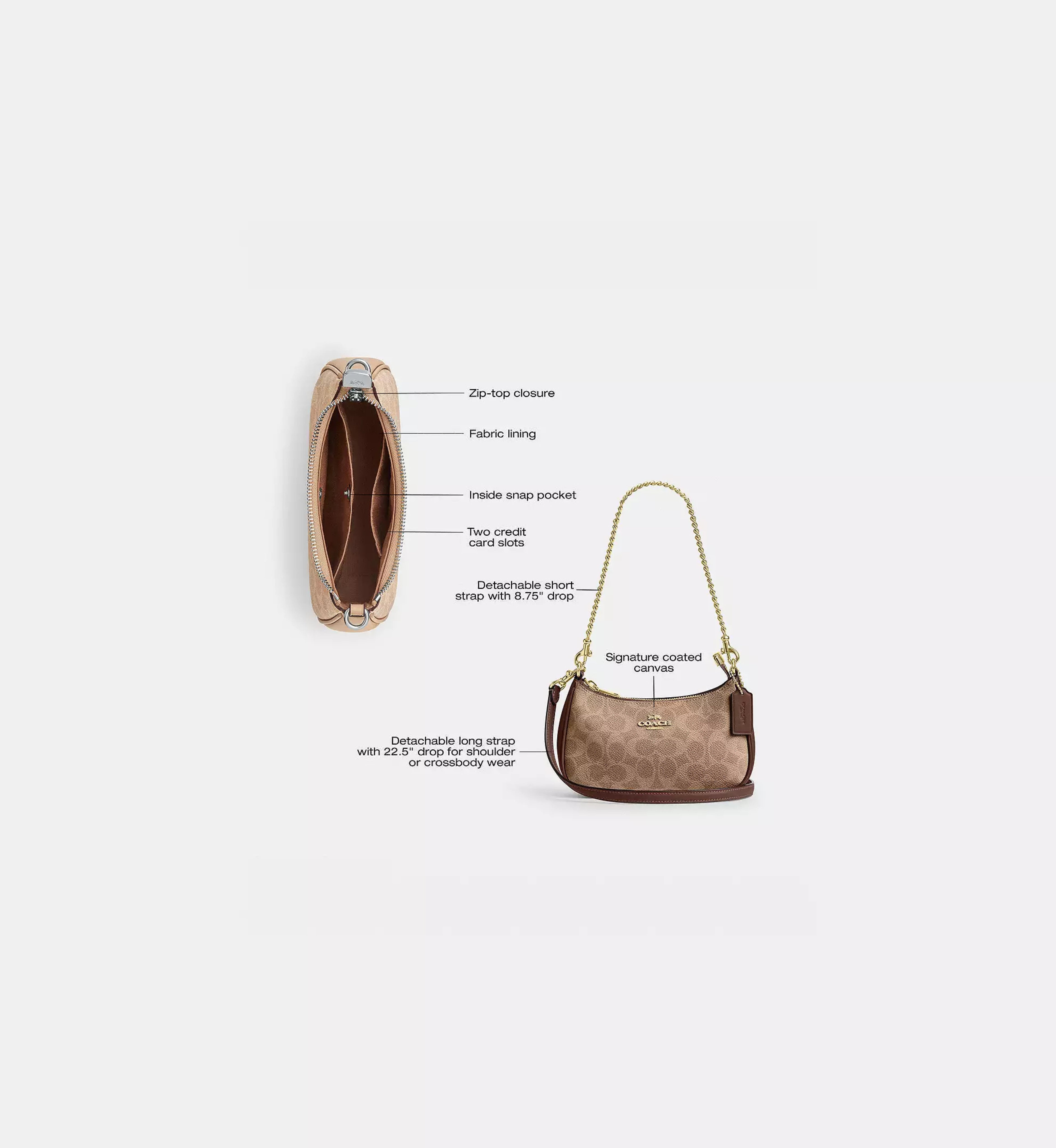 Coach Teri Mini Crossbody Bag In Signature Canvas 'Signature Canvas Gold Tan Brown'