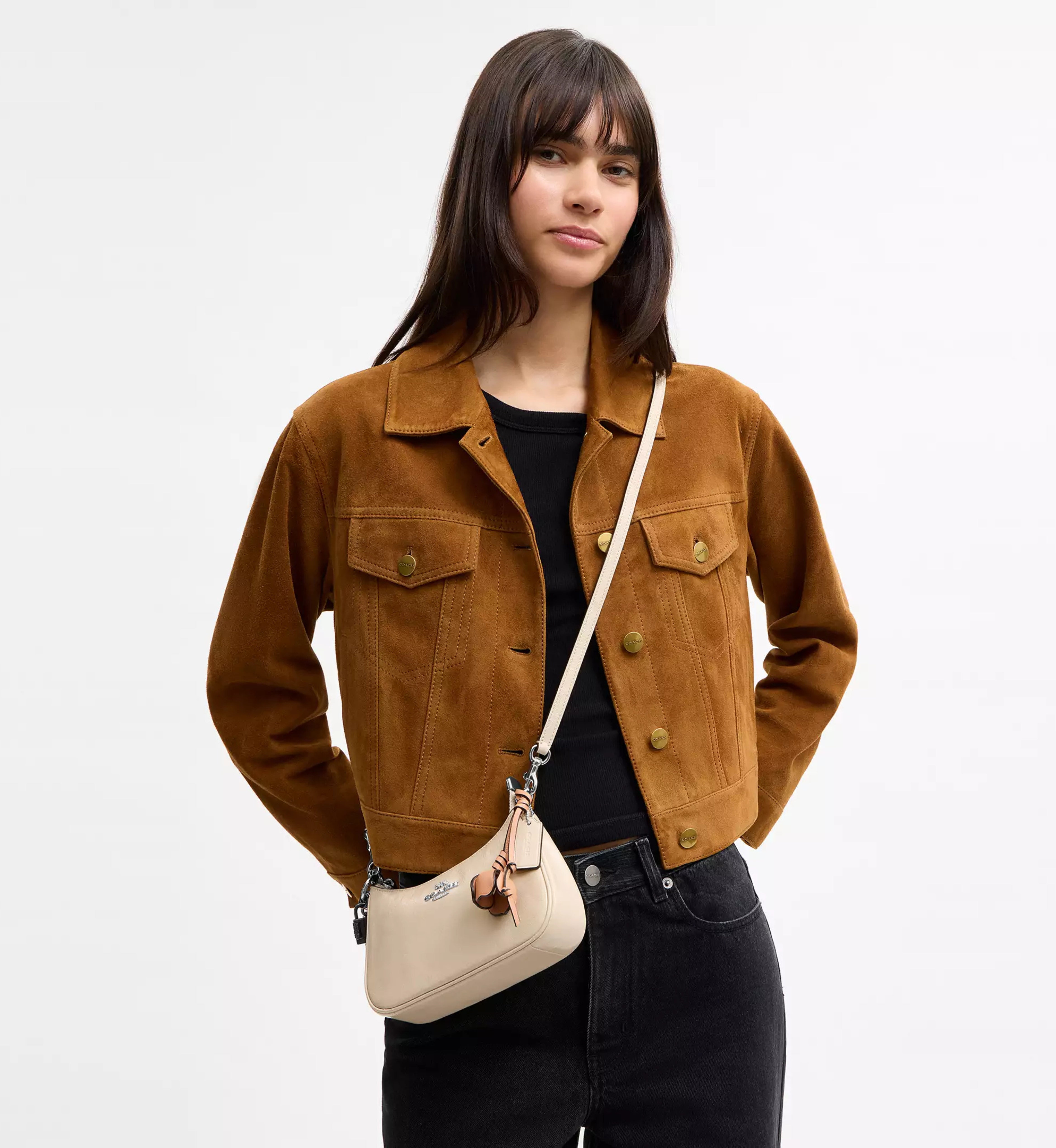 Coach Teri Mini Crossbody Bag With Charms 'Glazed Leather Silver Lvory'