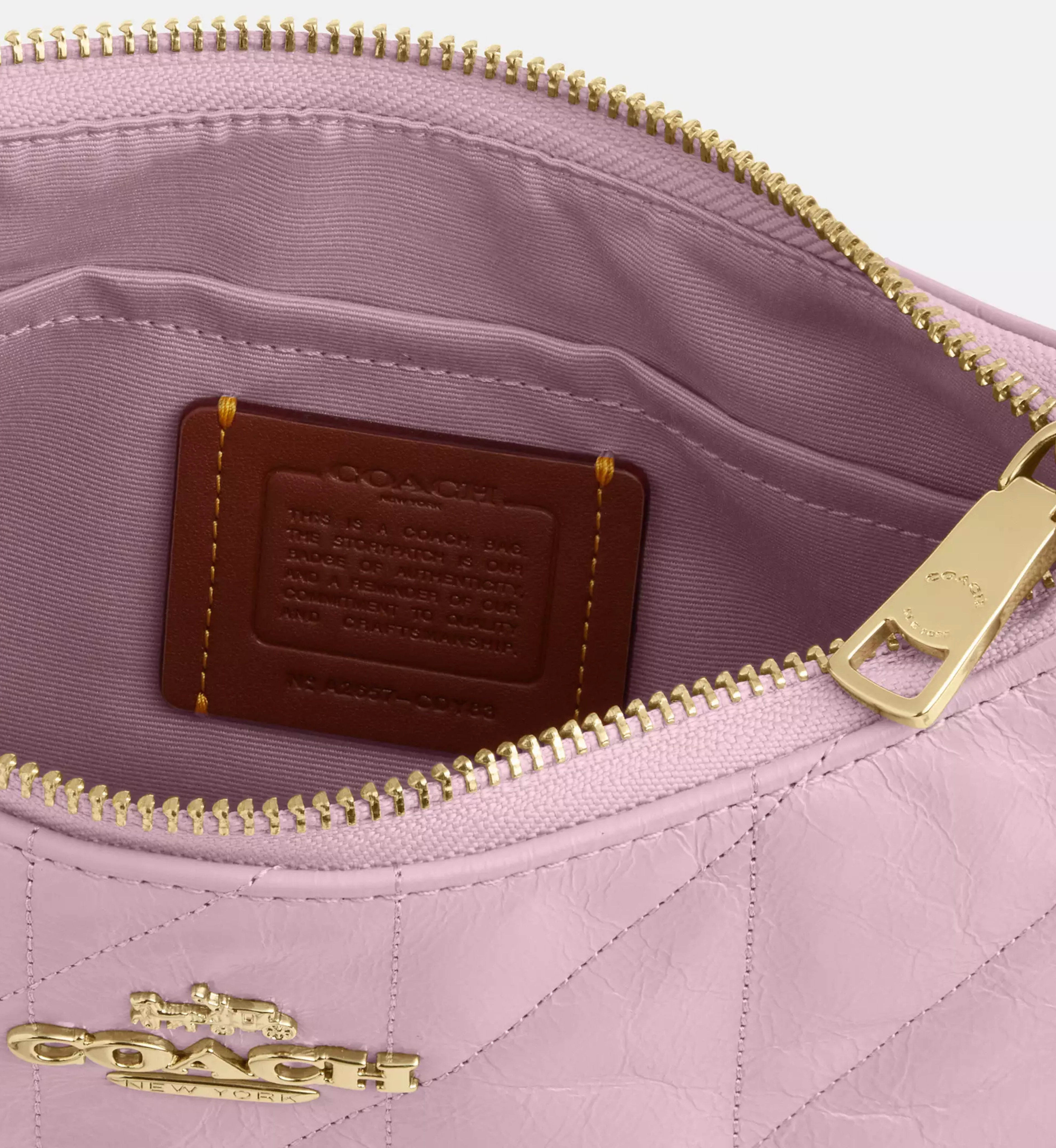 Coach Teri Shoulder Bag With Quilting 'Crinkle Leather Gold Carnation'