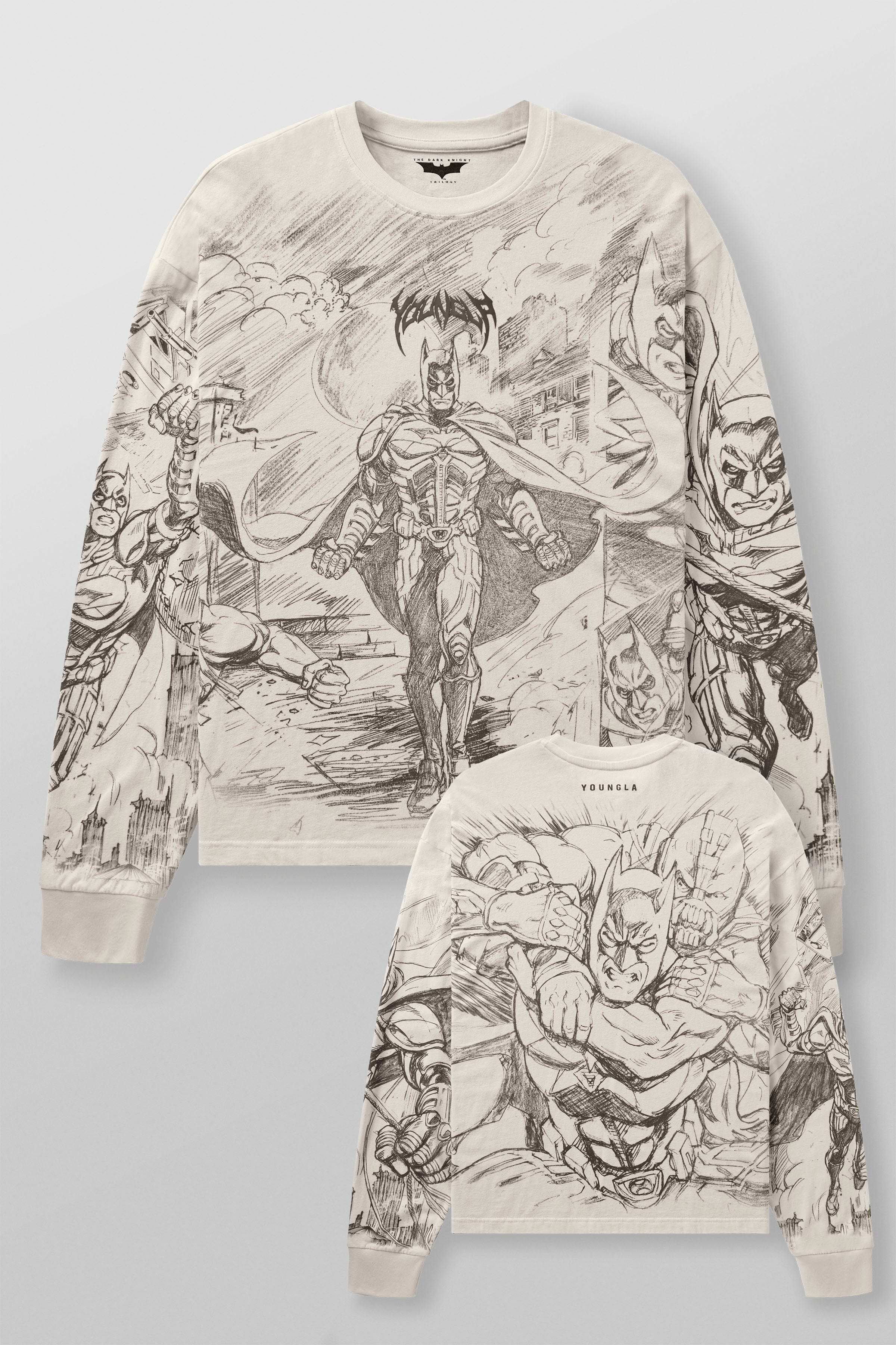 Young La 8002 - Batman Comic Longsleeves 'Off-White'