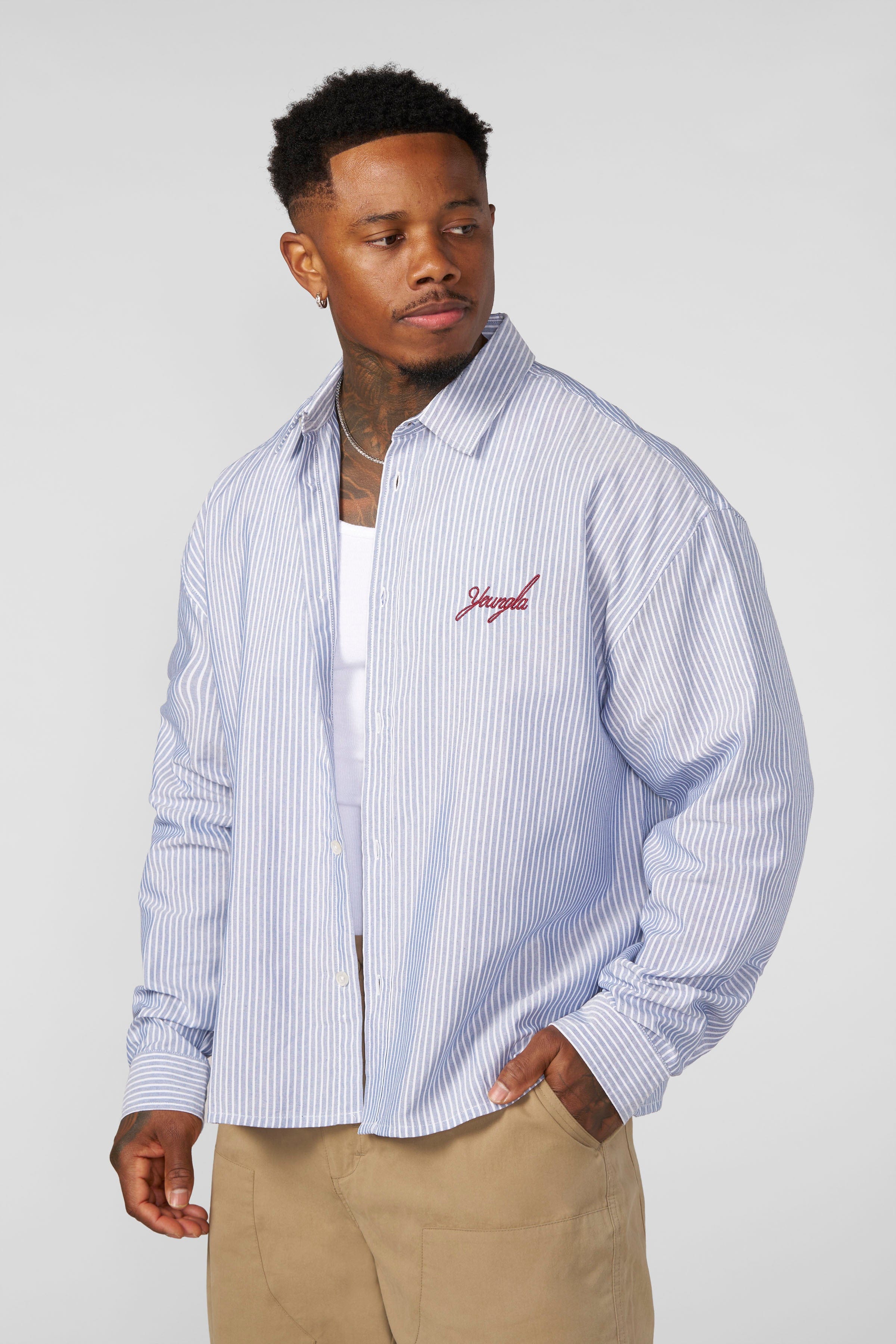 Young La 8043 - Industry Longsleeve Button-ups 'Blue'