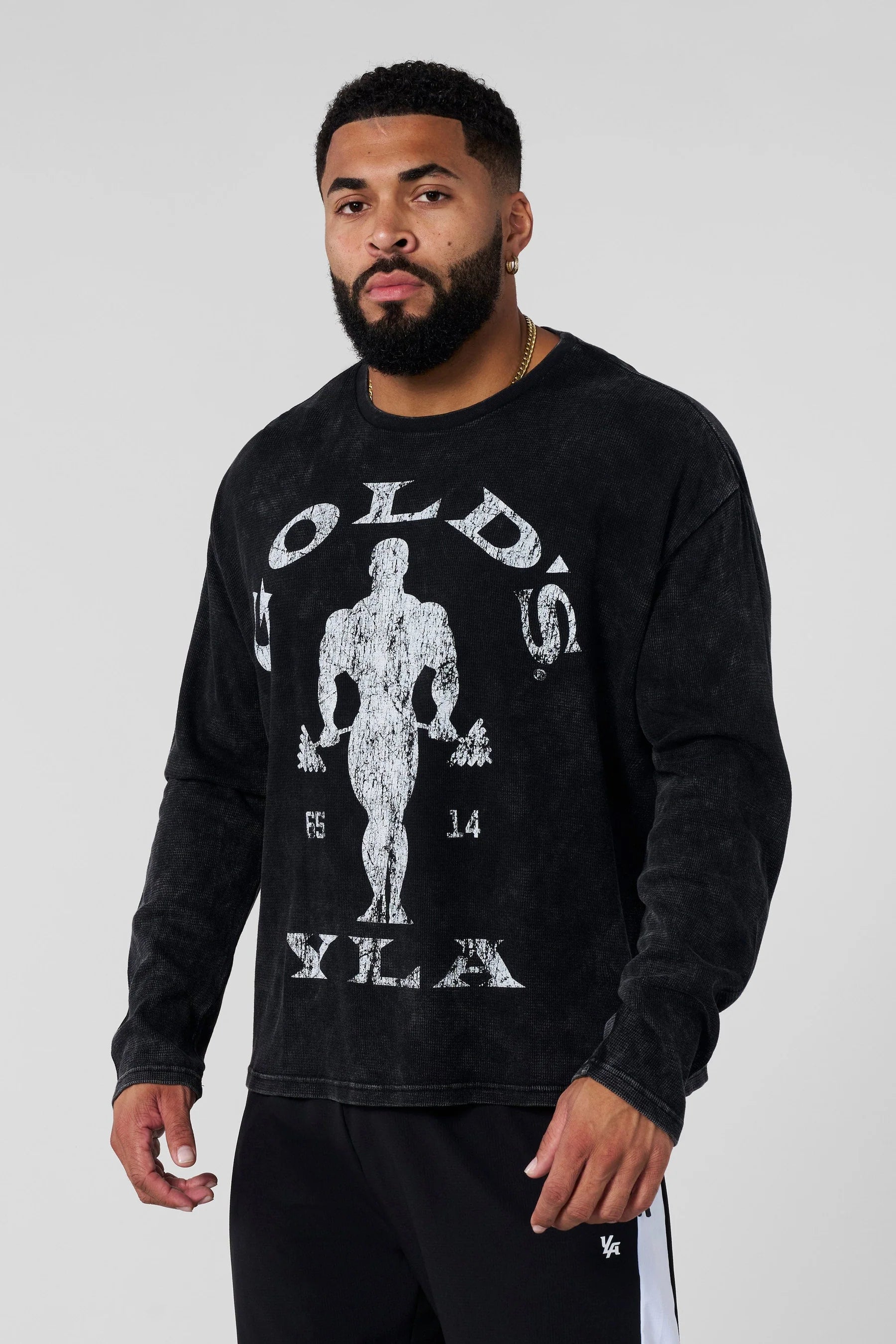 Young La 8047 - Gold's Gym Thermal Longsleeves 'Black Wash'