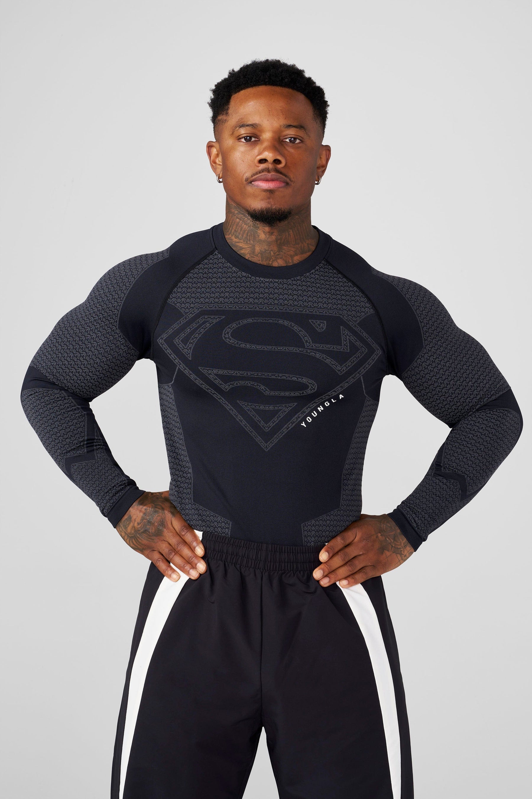 YoungLA 8066 - Superman Compression Longsleeves 'Black'