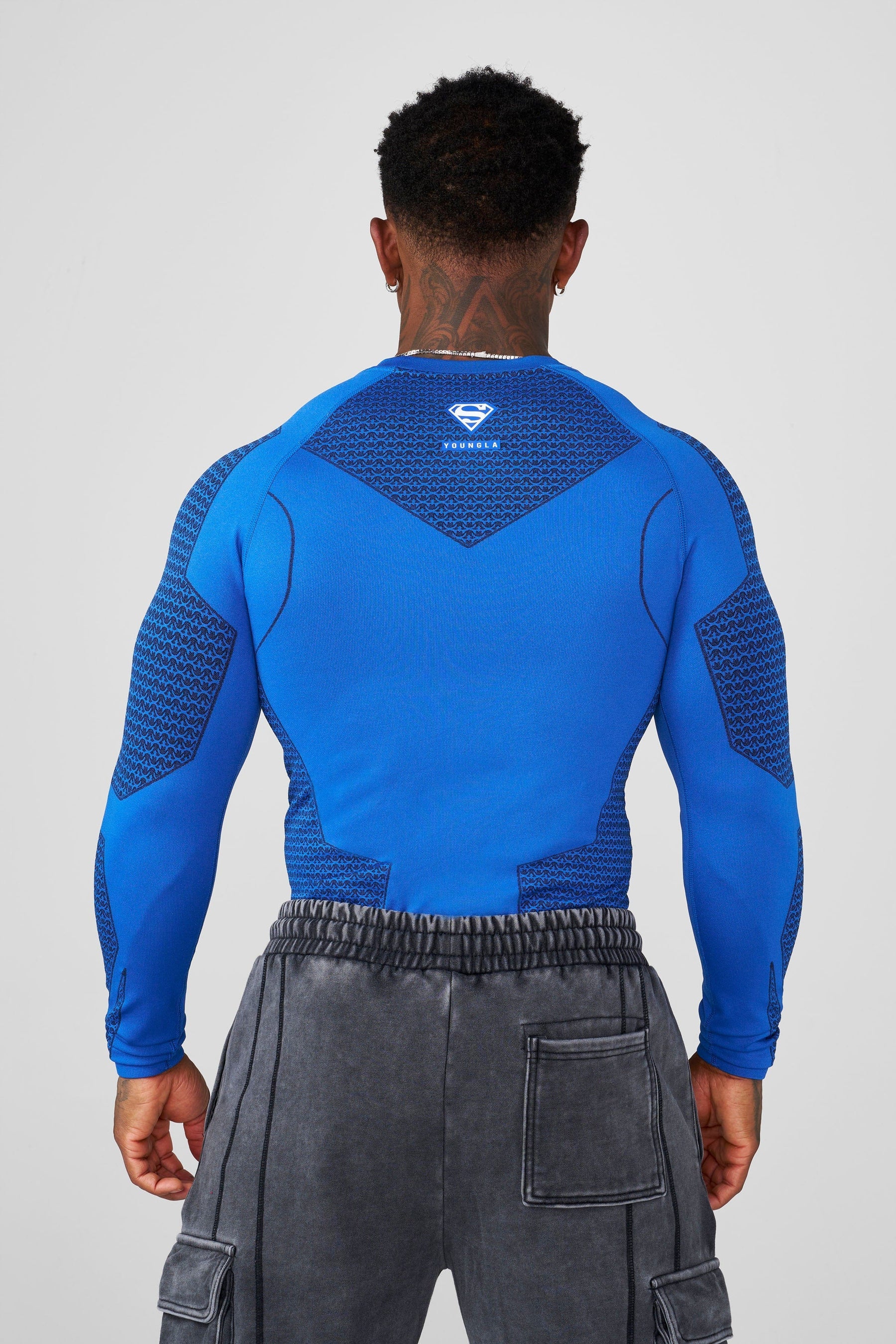 YoungLA 8066 - Superman Compression Longsleeves 'Blue'