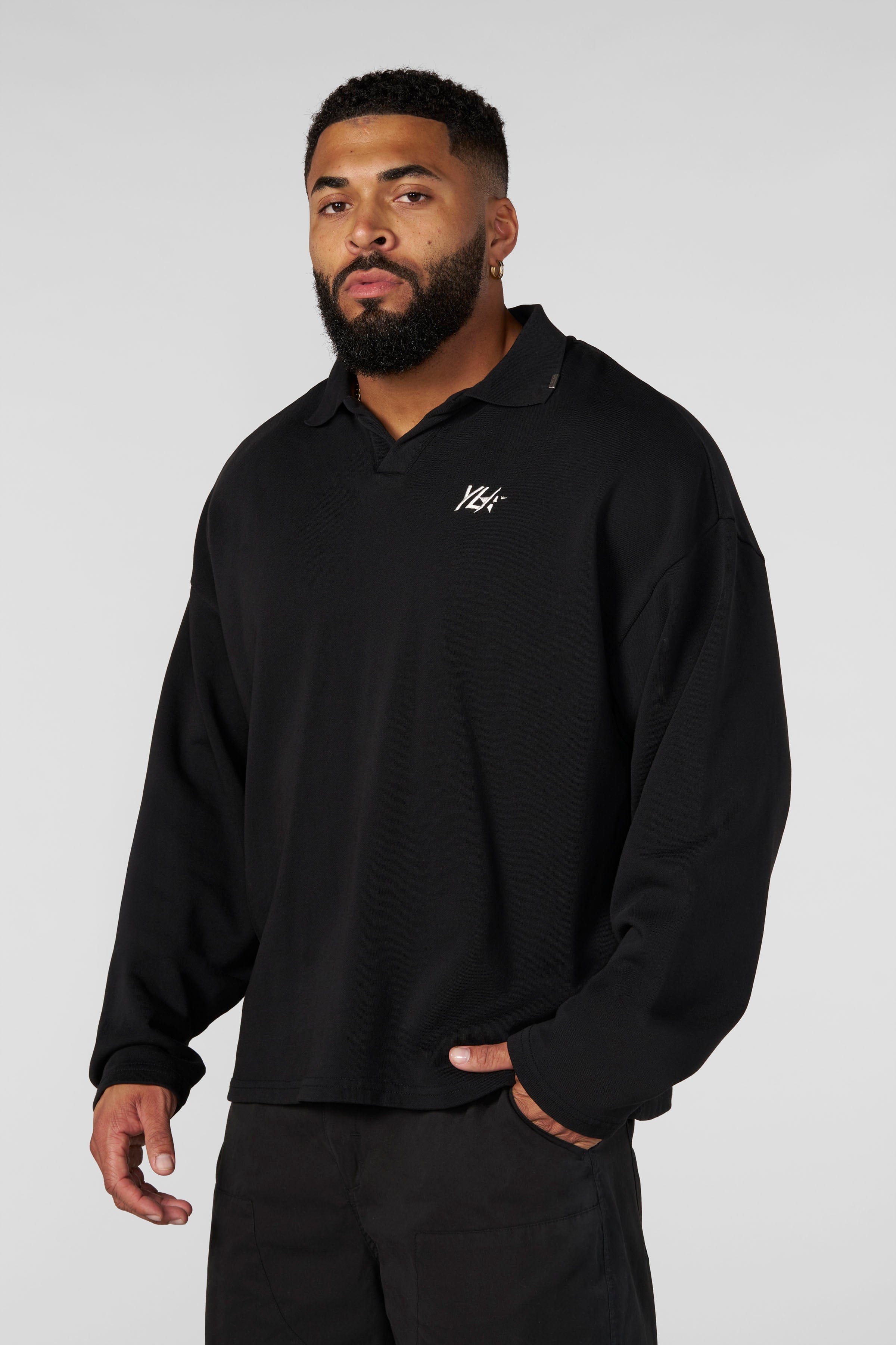 Young La 8069 - Menace Longsleeve Polo 'Black'