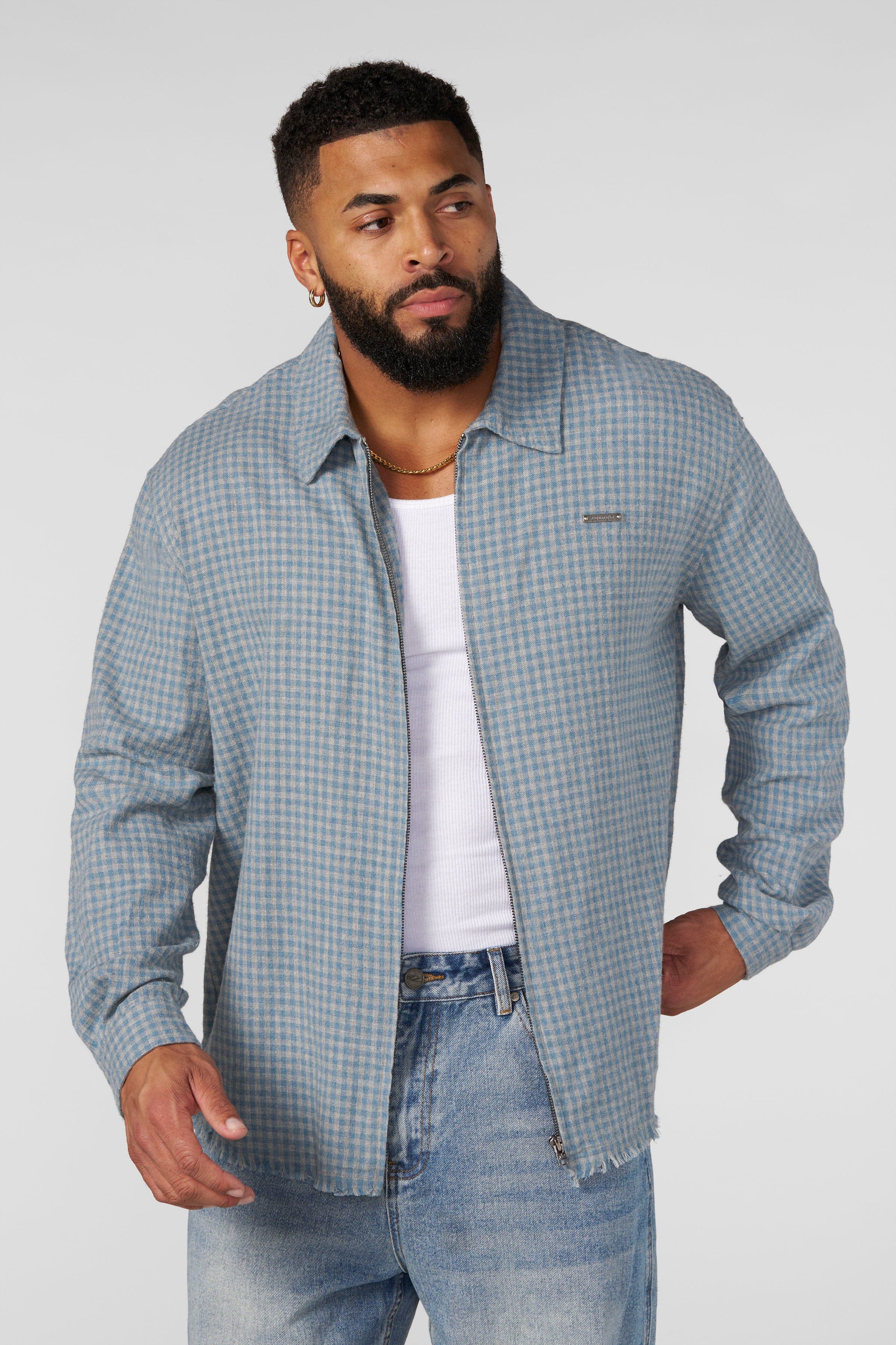 Young La 8081 - Country Club Zip-up Flannels 'Slate Check'