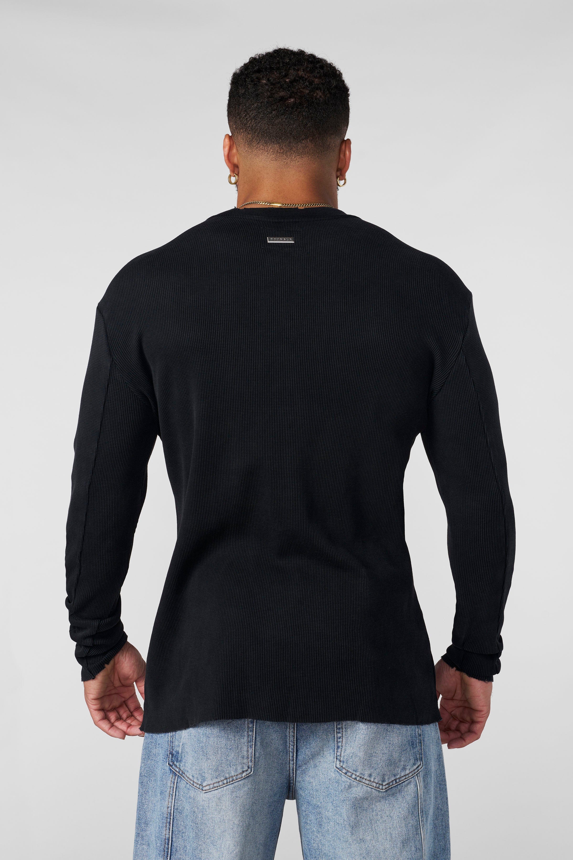 Young La 8094 - Tailored Waffle Longsleeves 'Black'